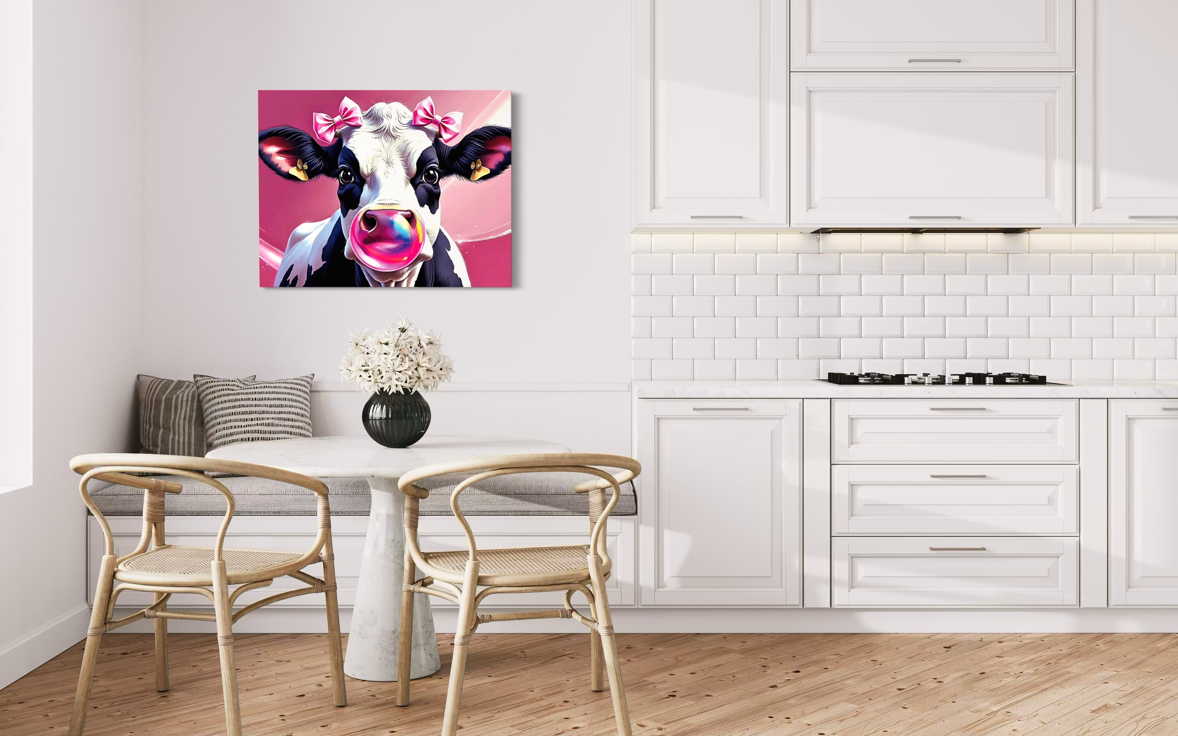 Bubblegum Cow with Bows Museum Print