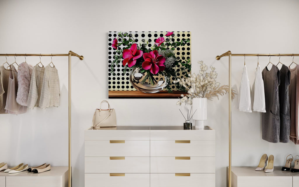 Fuscia Florals on Polka Dots