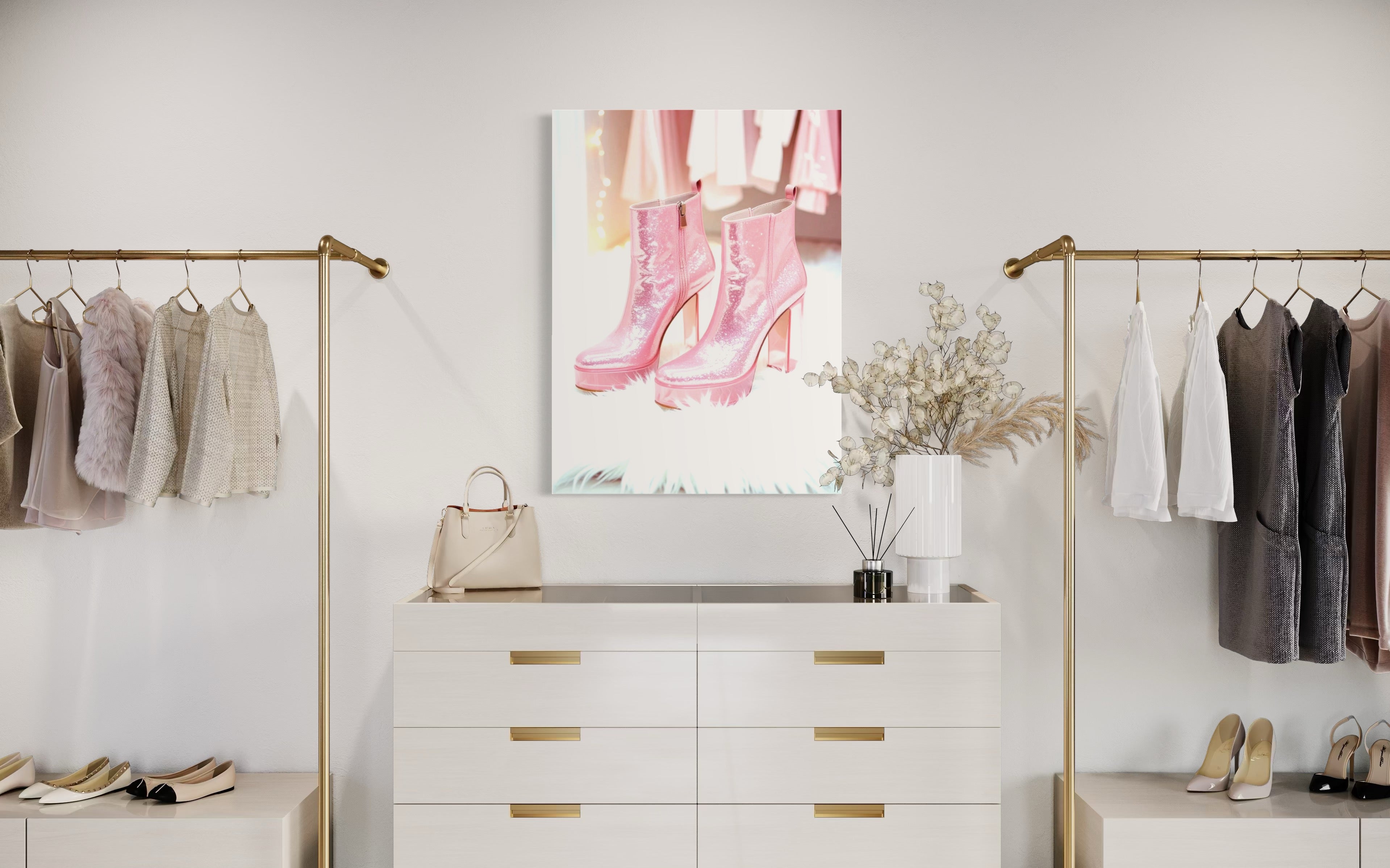Pink Glitter Platforms Museum Print