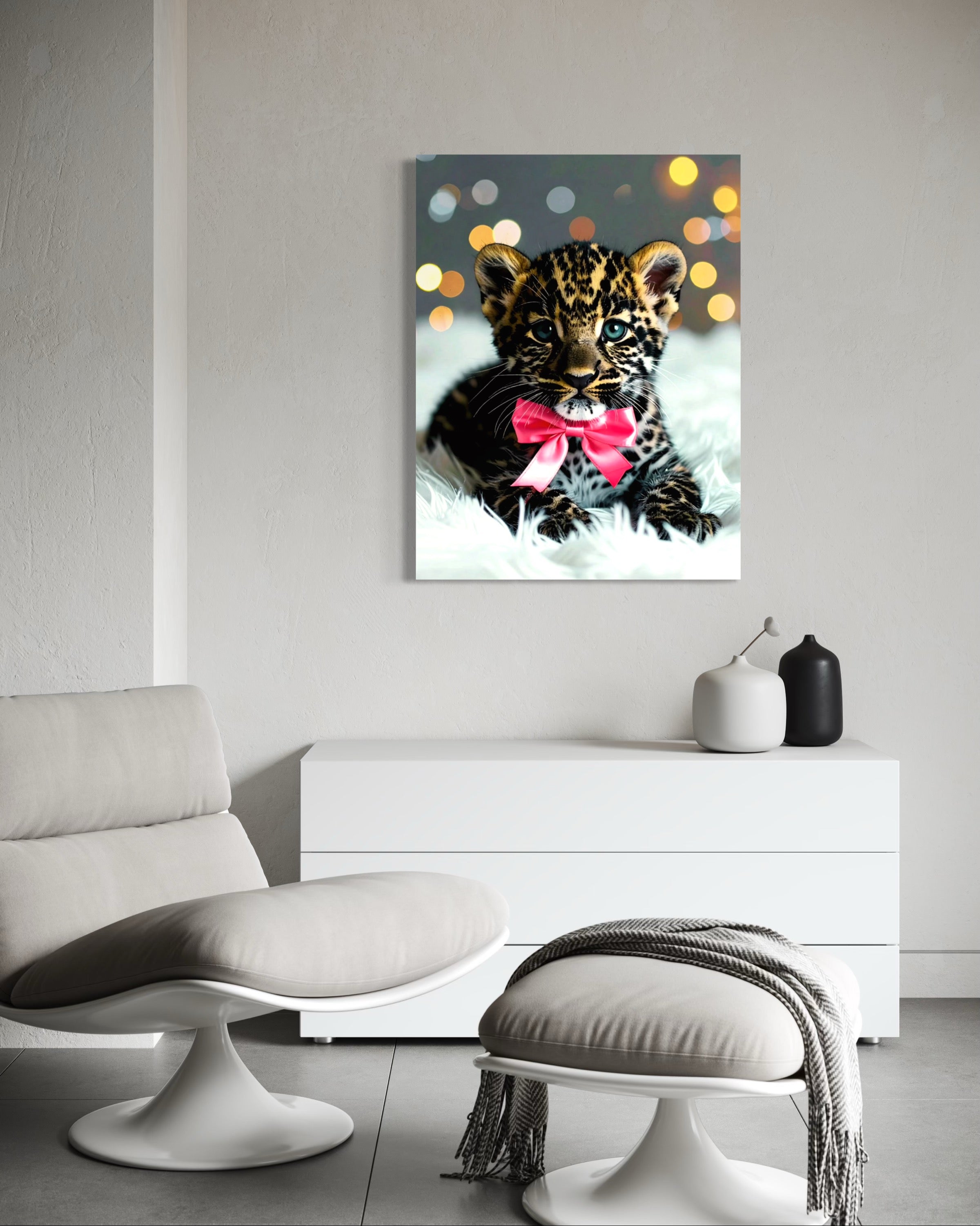 Leopard Cub with Pink Bowtie Museum Print