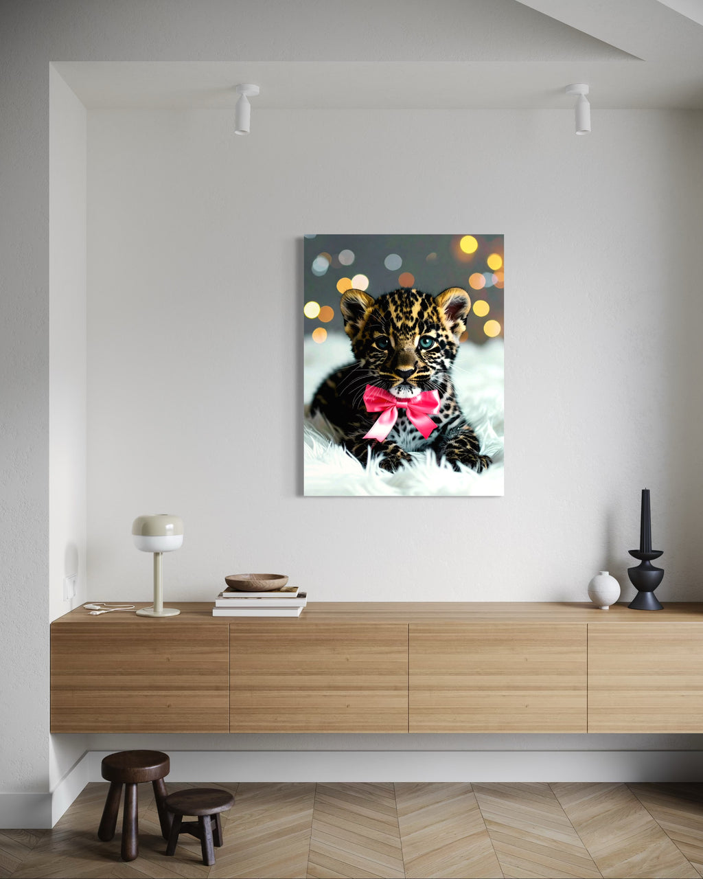 Leopard Cub with Pink Bowtie Museum Print