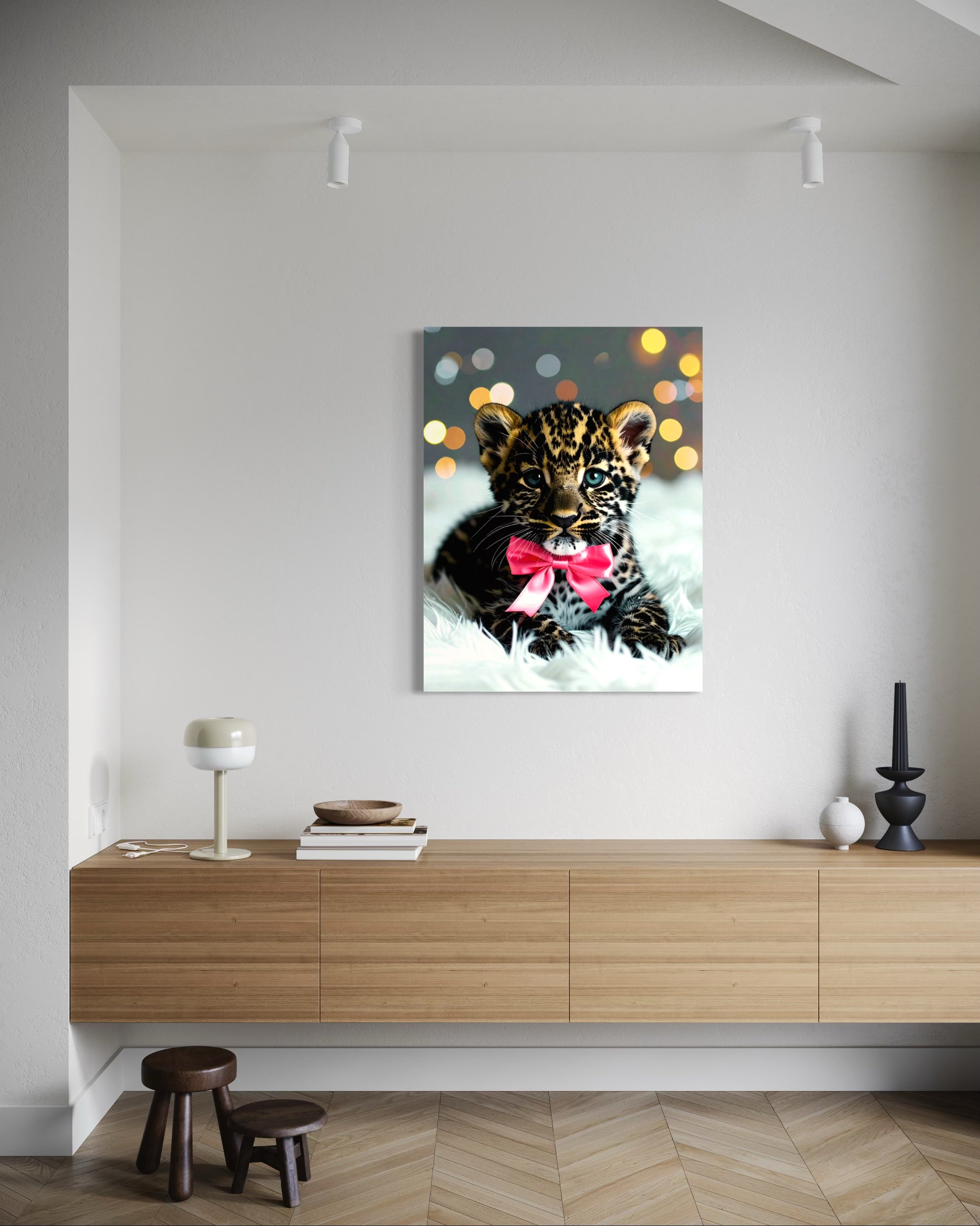 Leopard Cub with Pink Bowtie Museum Print