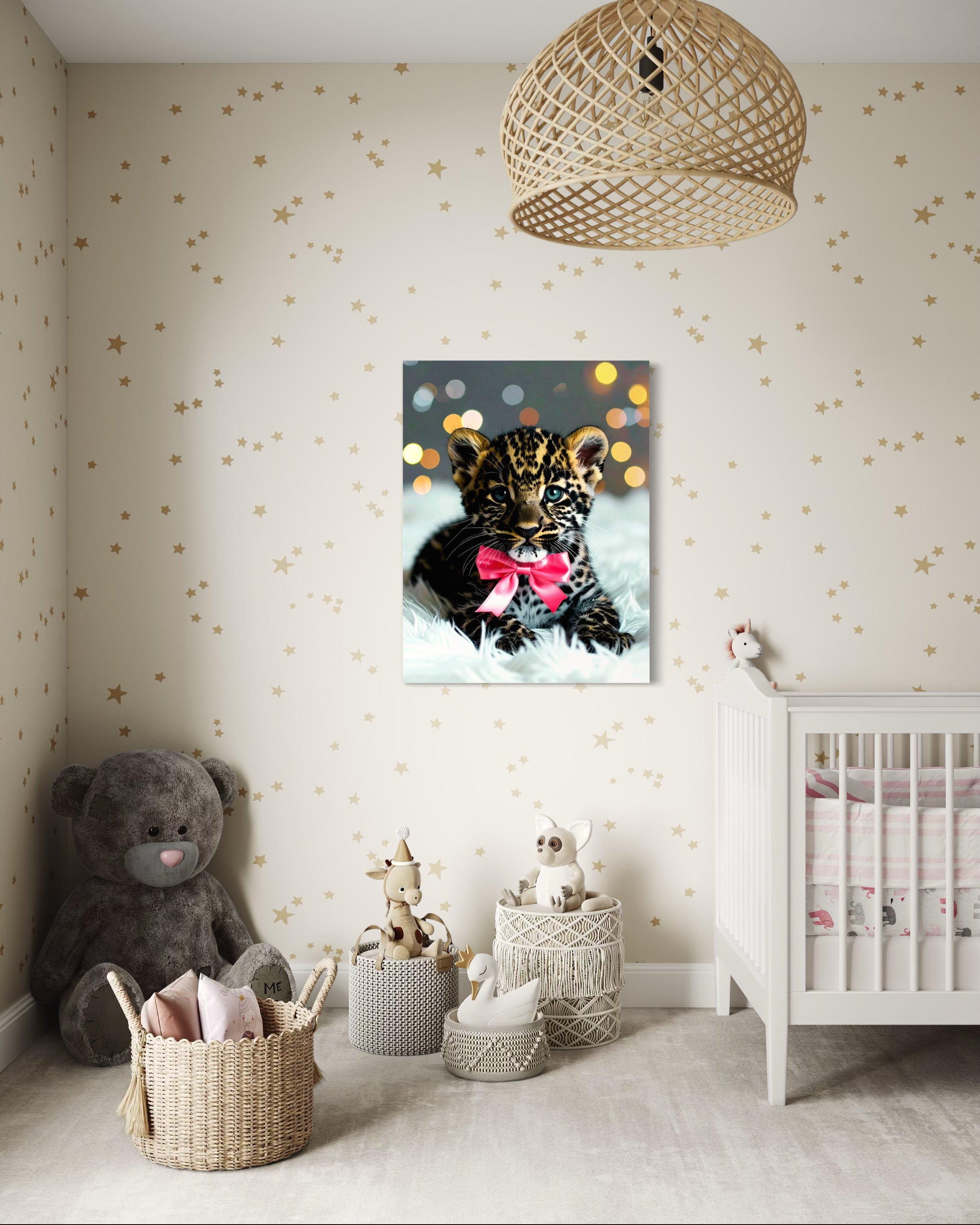 Leopard Cub with Pink Bowtie Museum Print