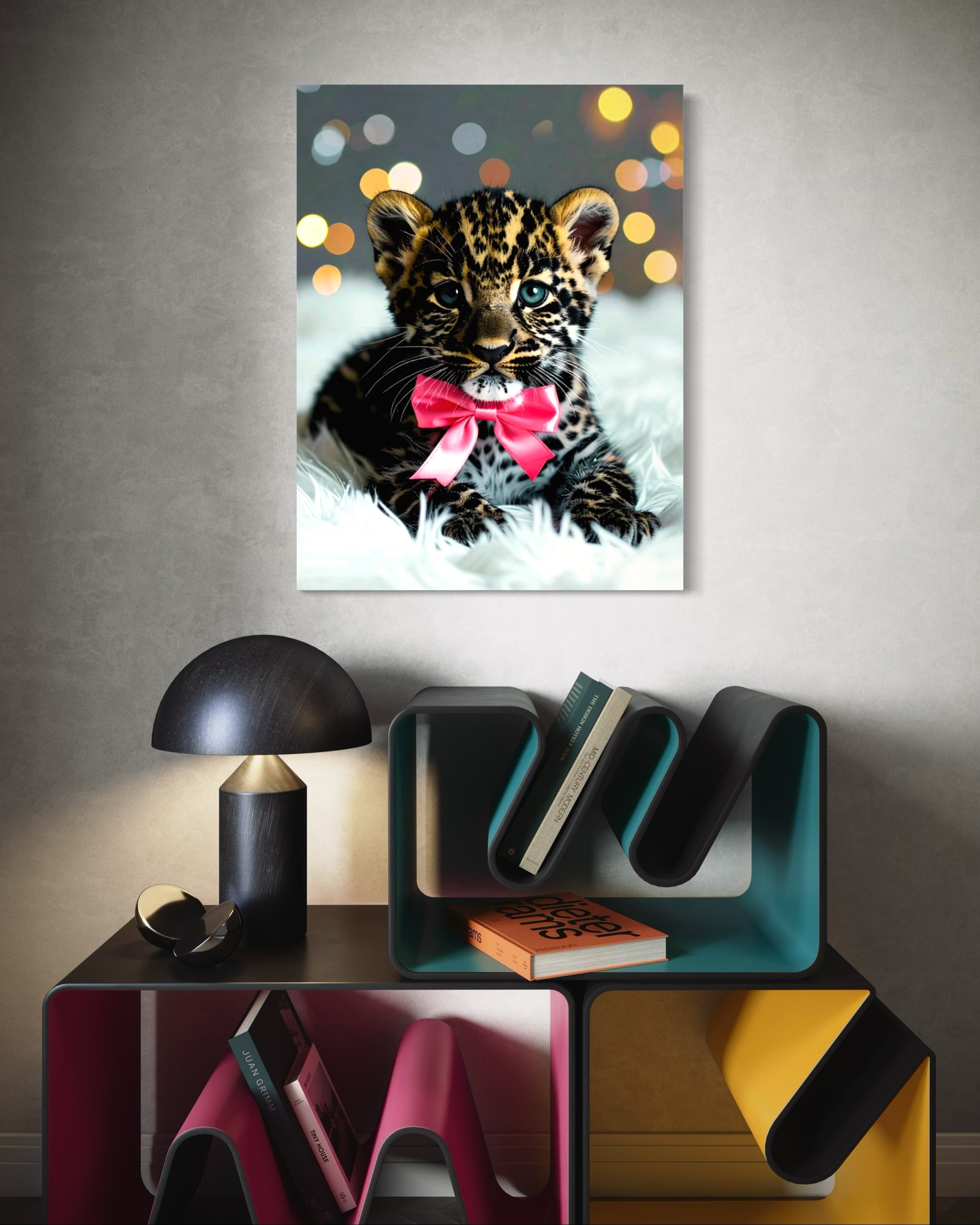 Leopard Cub with Pink Bowtie Museum Print
