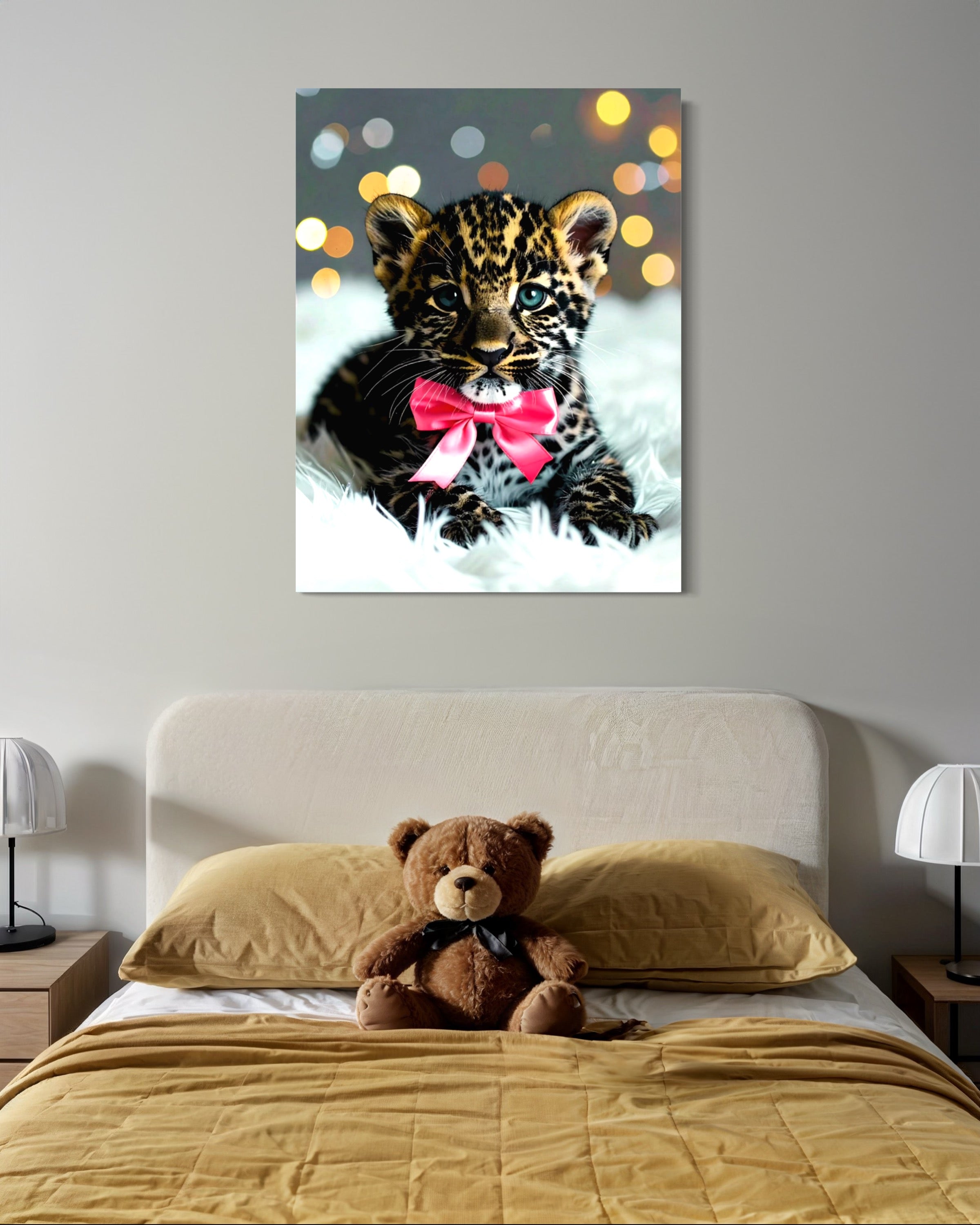 Leopard Cub with Pink Bowtie Museum Print
