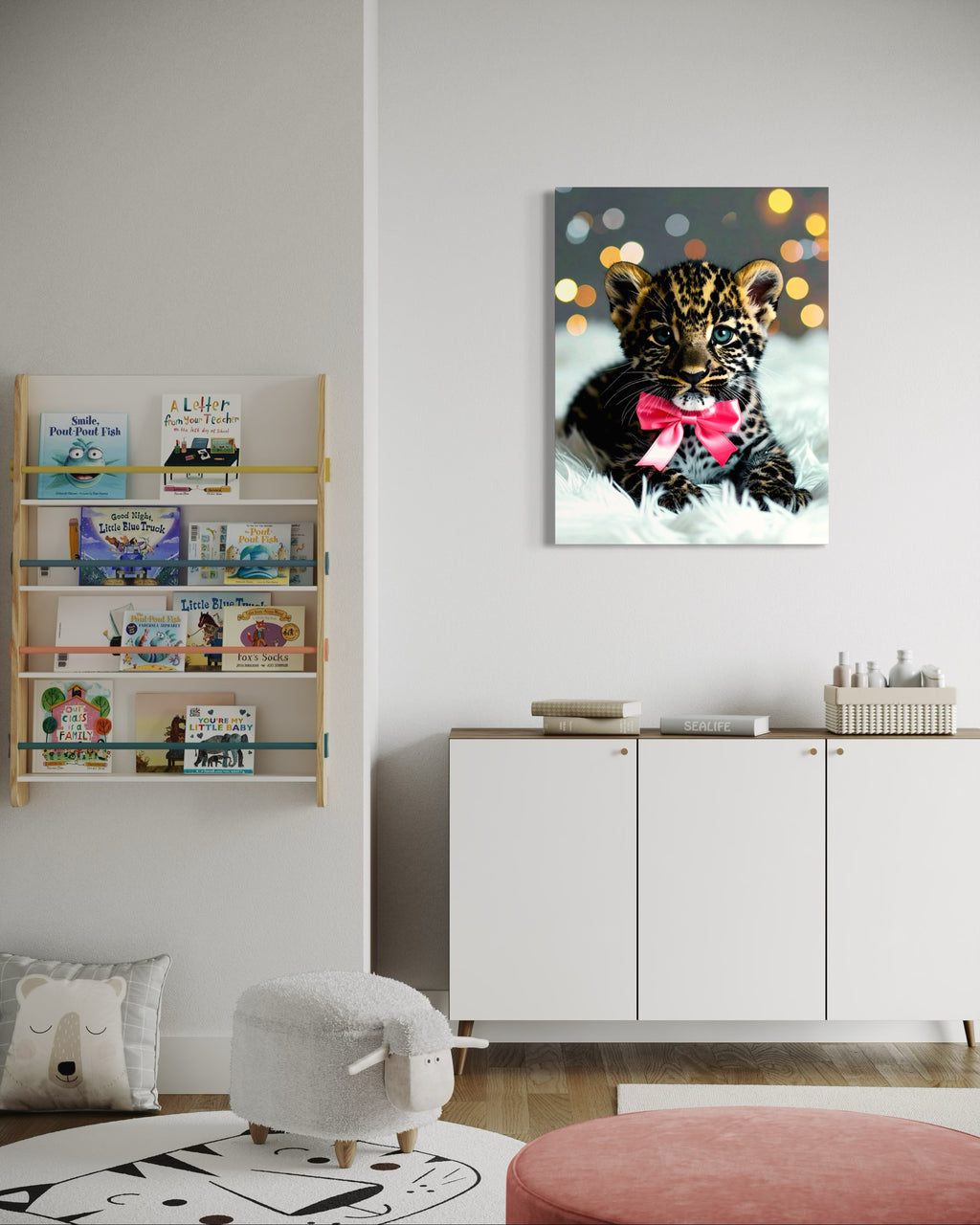 Leopard Cub with Pink Bowtie Museum Print
