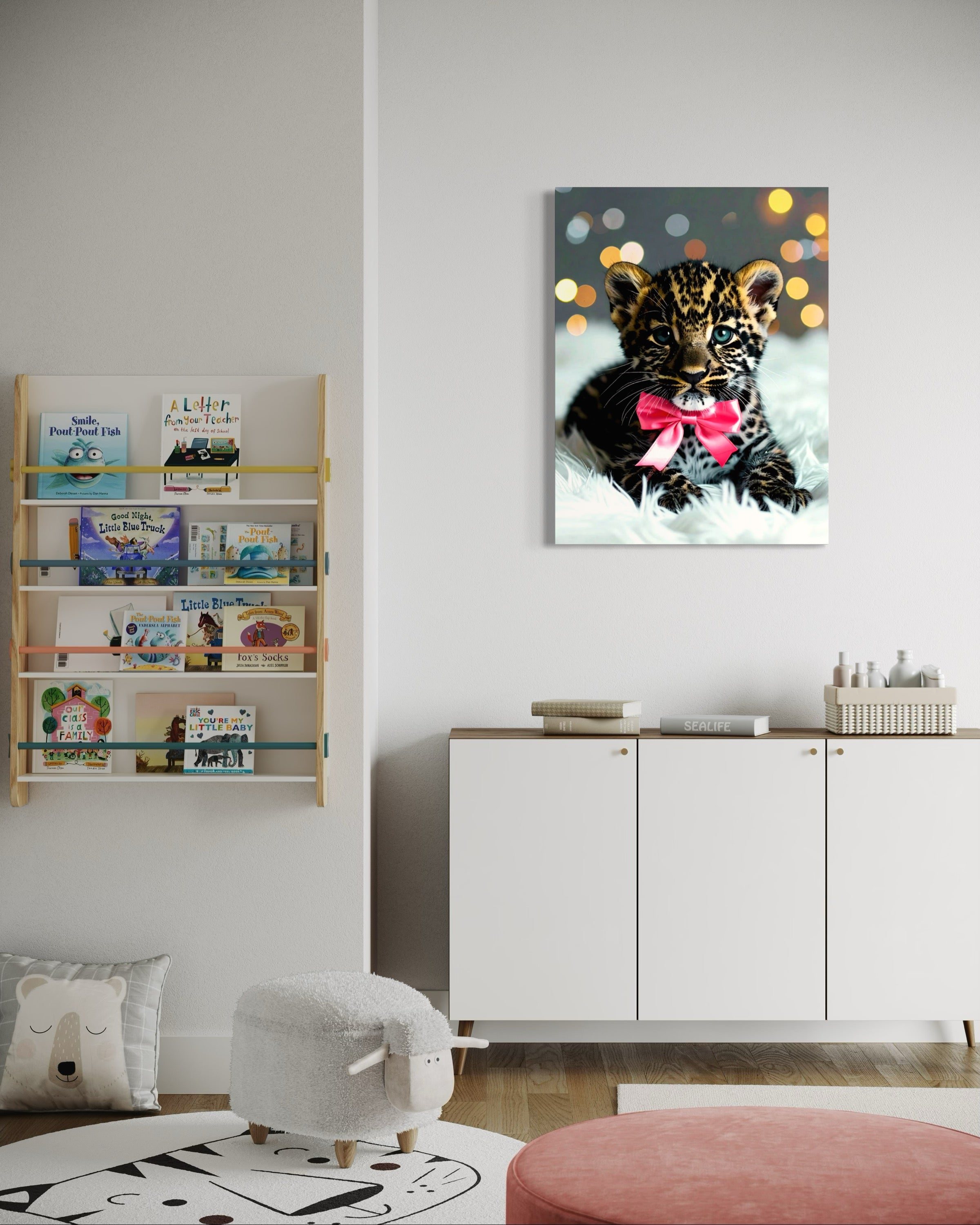 Leopard Cub with Pink Bowtie Museum Print