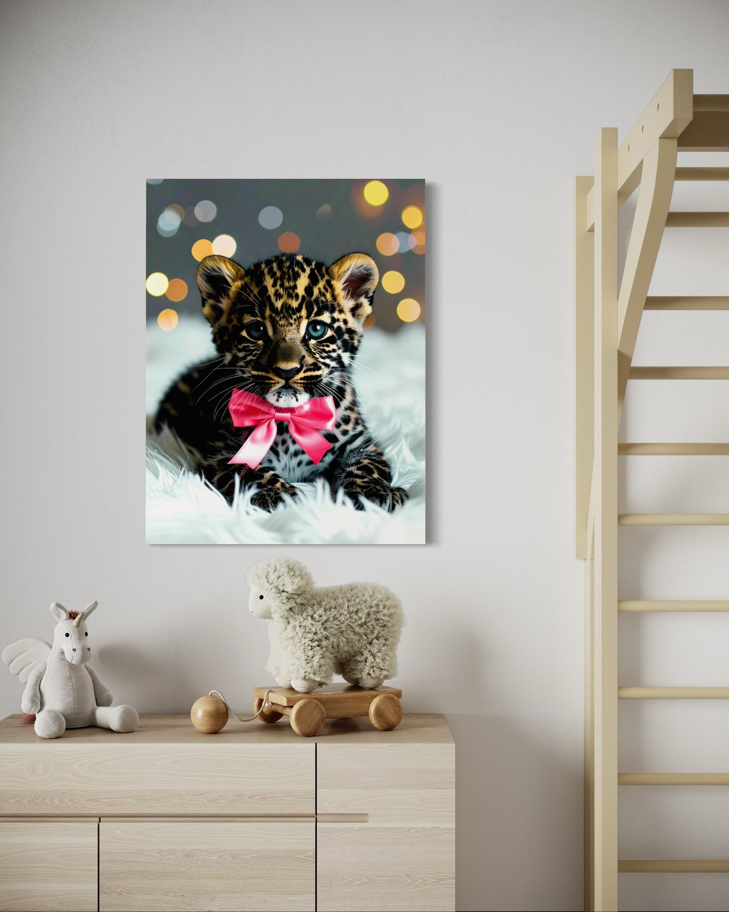 Leopard Cub with Pink Bowtie Museum Print