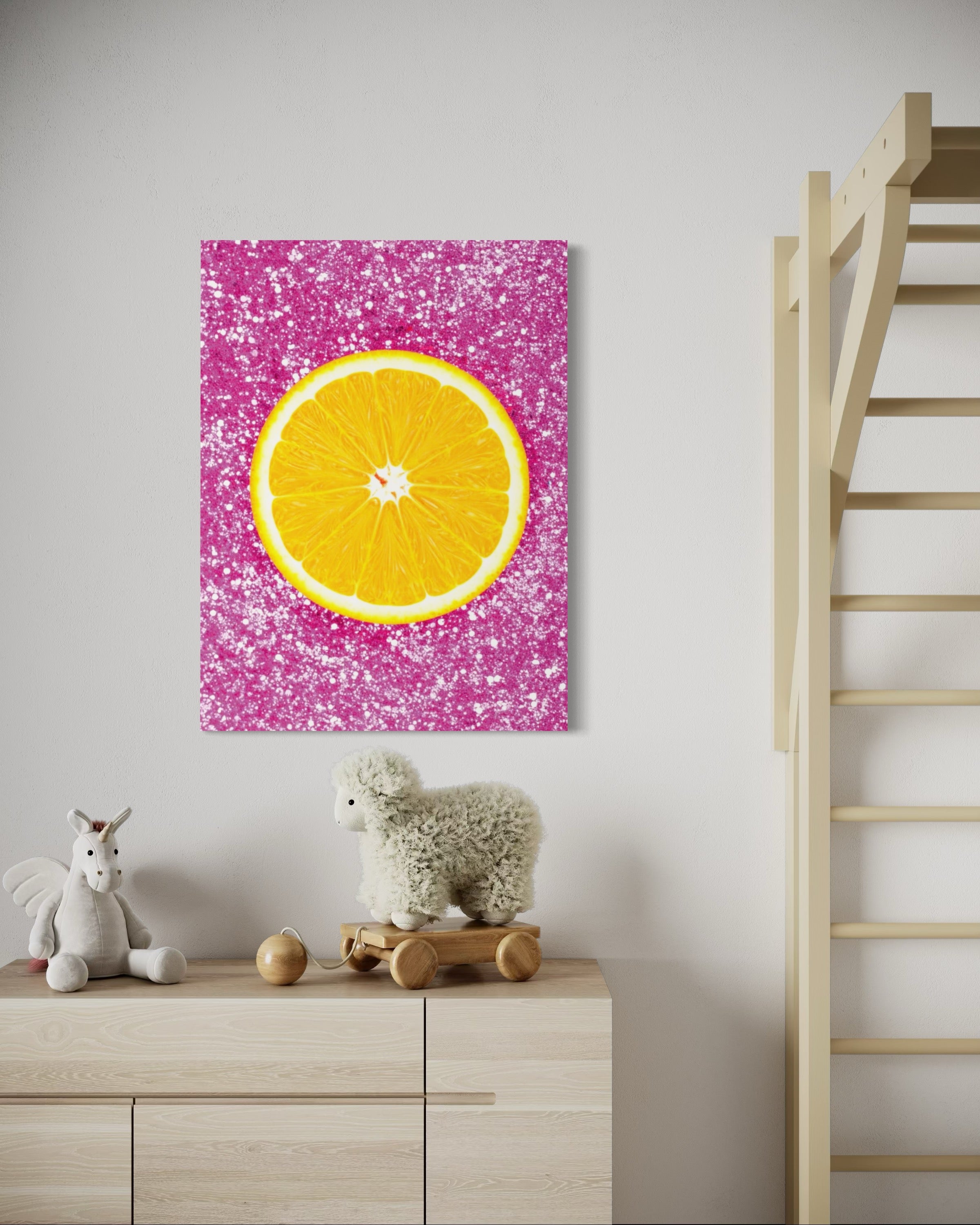 Orange Slice with Pink Glitter Museum Print