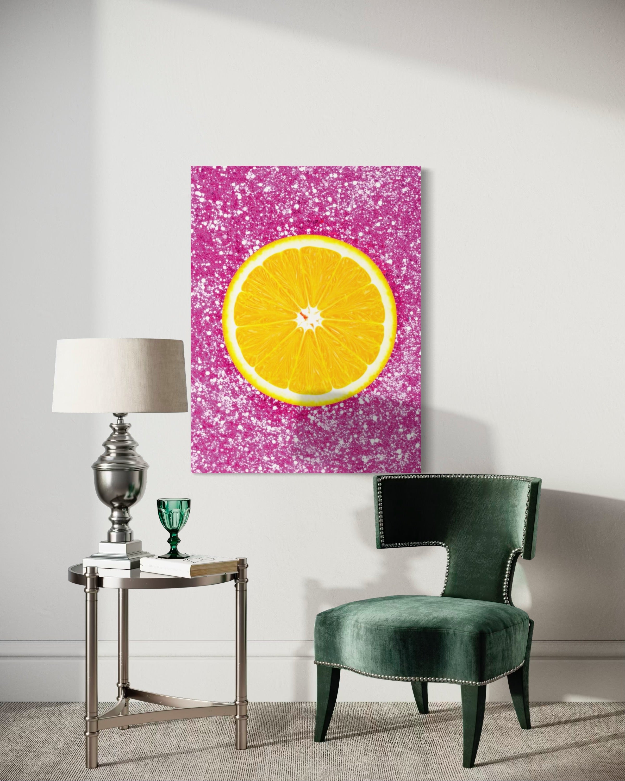 Orange Slice with Pink Glitter Museum Print