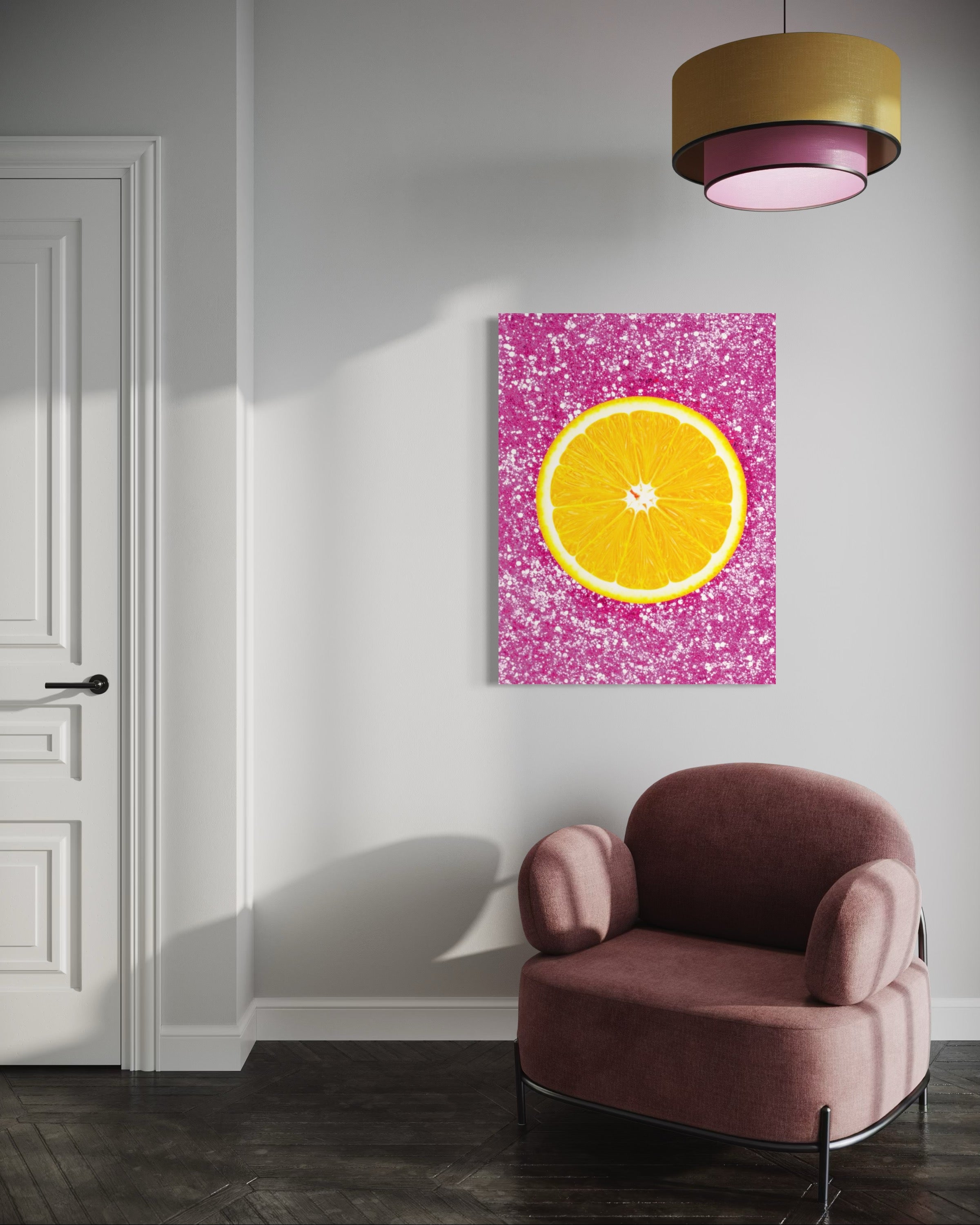 Orange Slice with Pink Glitter Museum Print