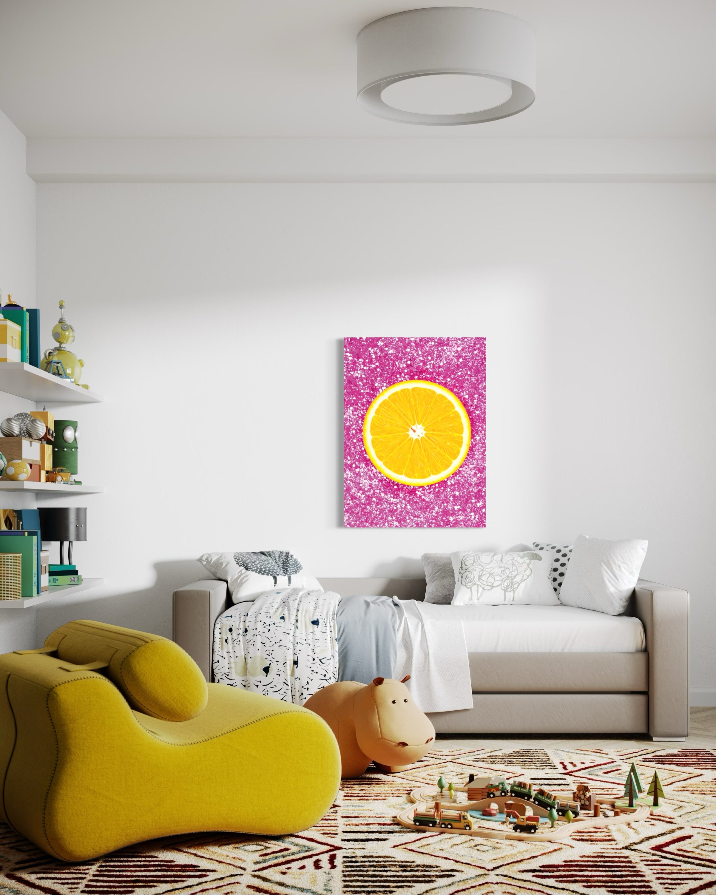 Orange Slice with Pink Glitter Museum Print