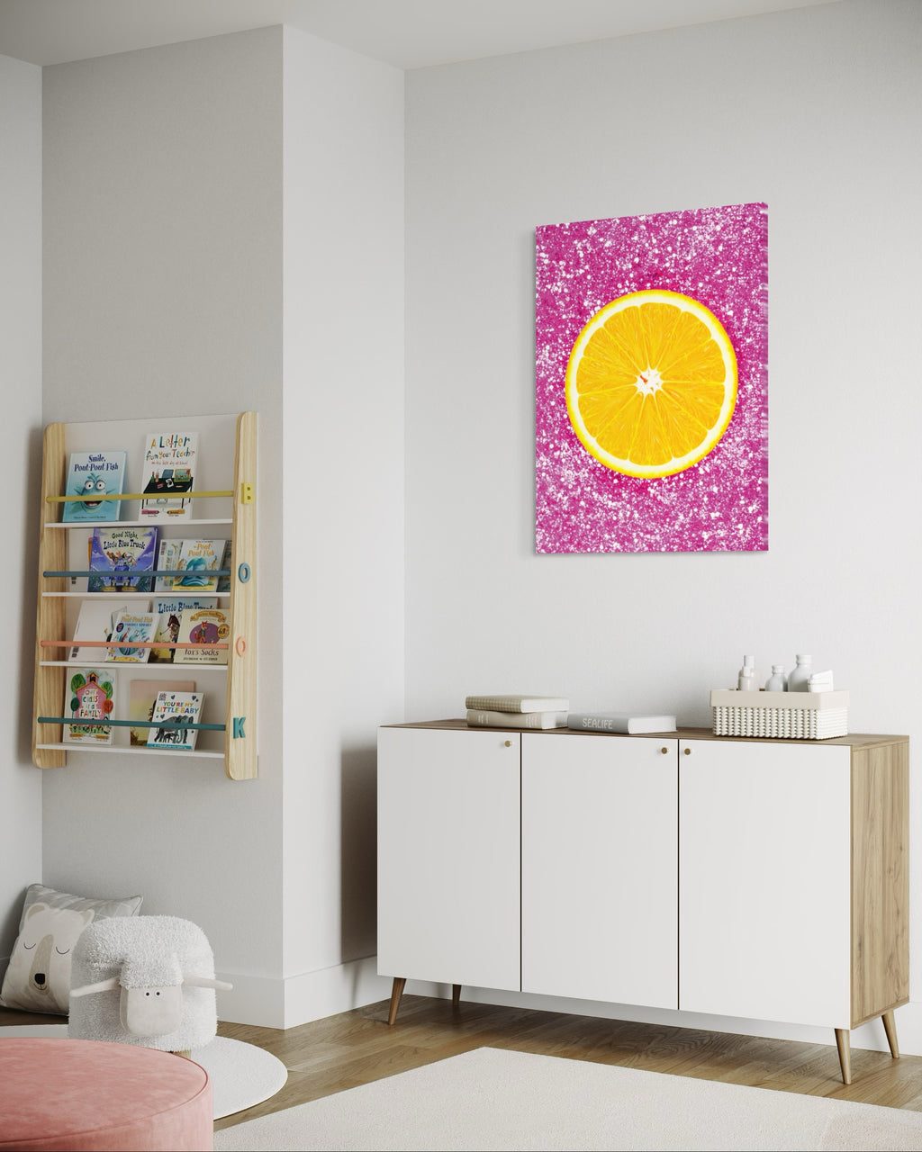 Orange Slice with Pink Glitter Museum Print