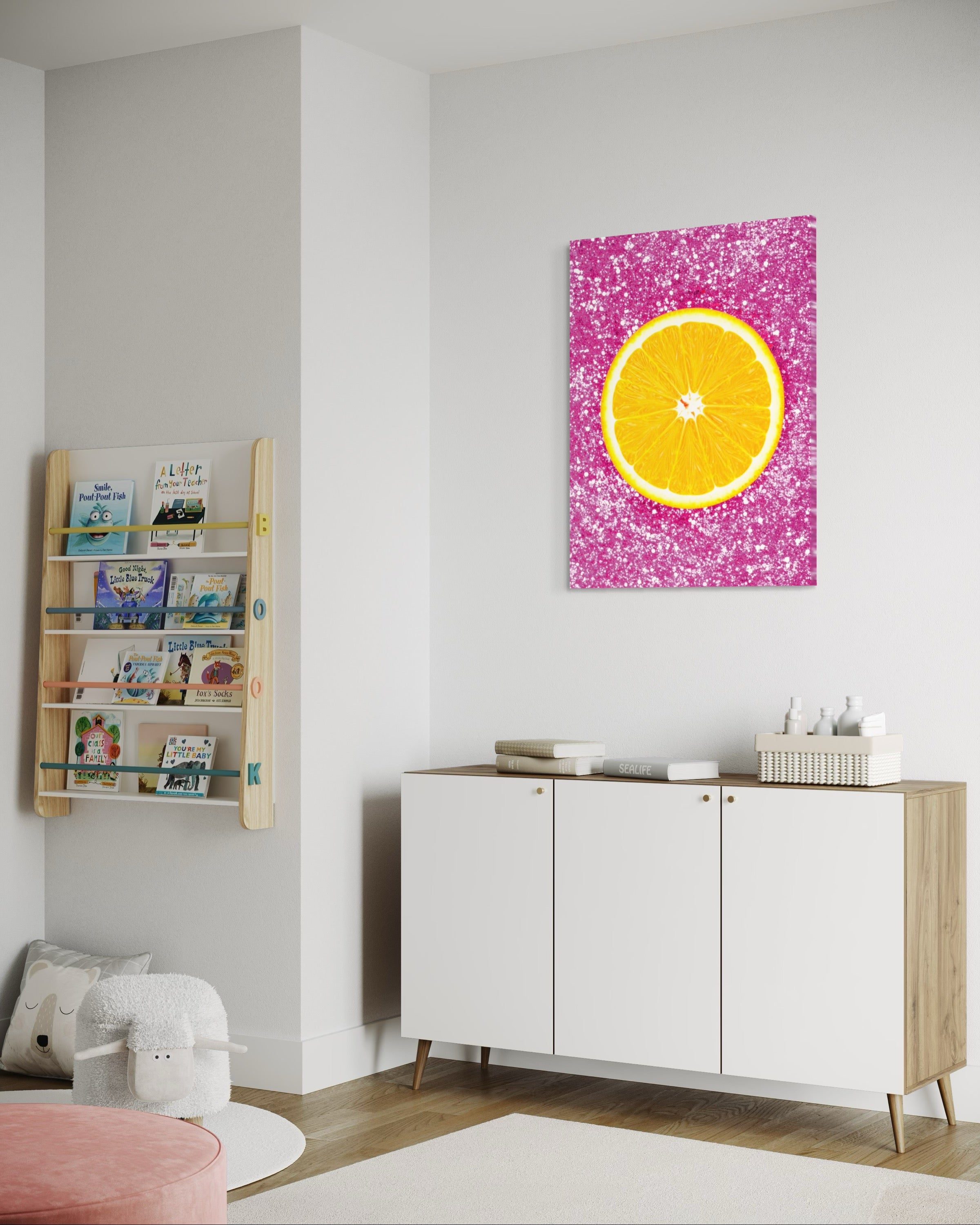 Orange Slice with Pink Glitter Museum Print