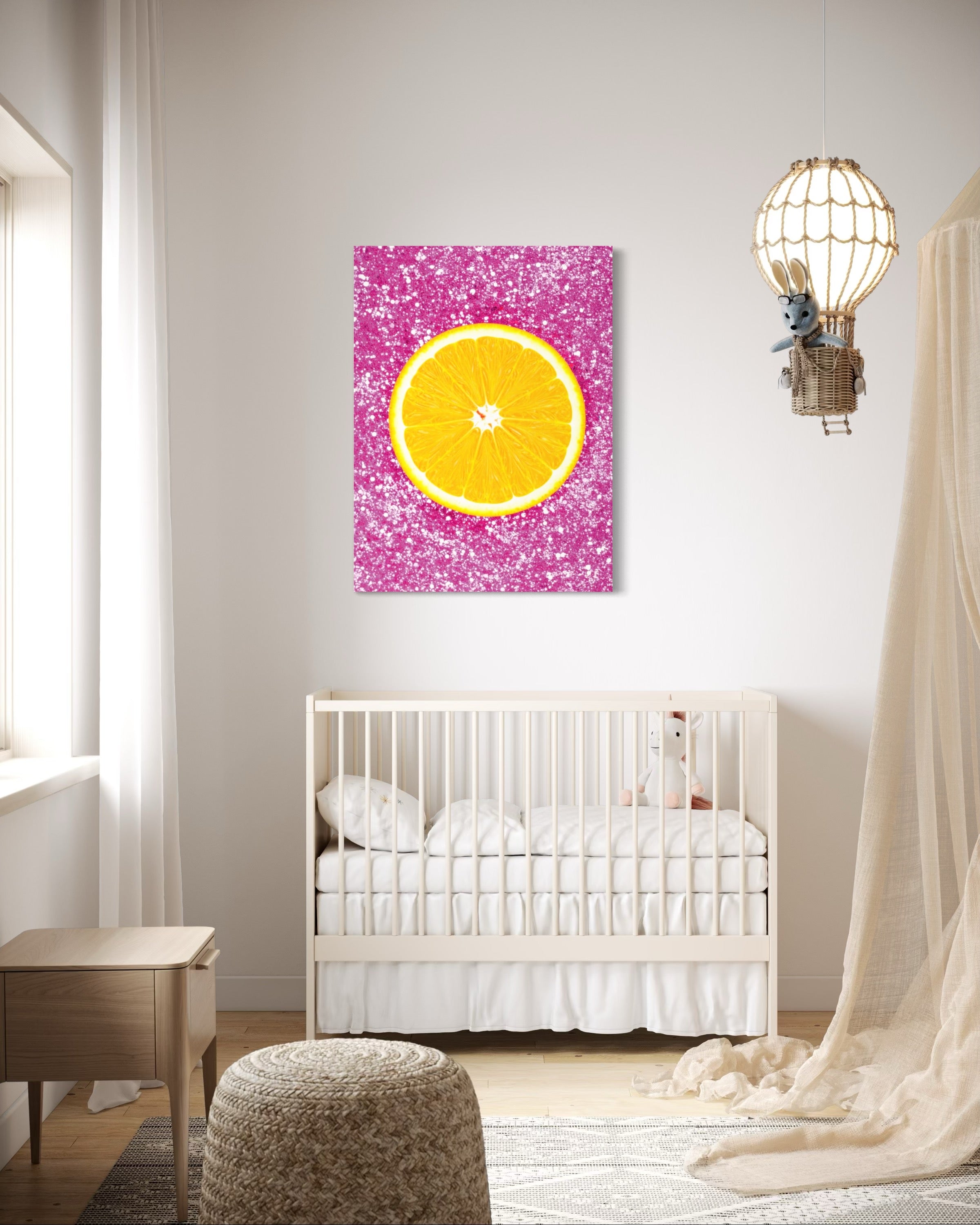 Orange Slice with Pink Glitter Museum Print