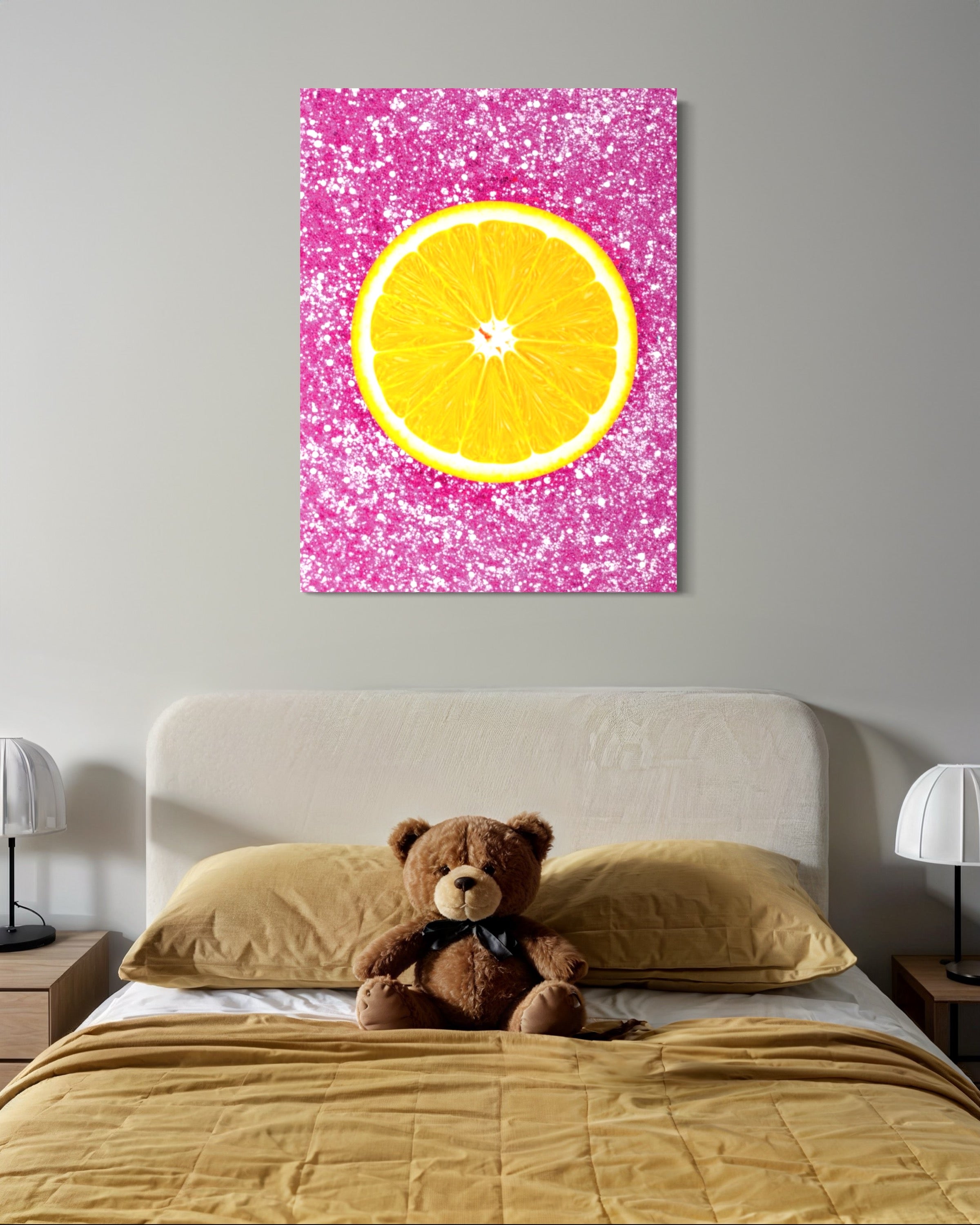 Orange Slice with Pink Glitter Museum Print