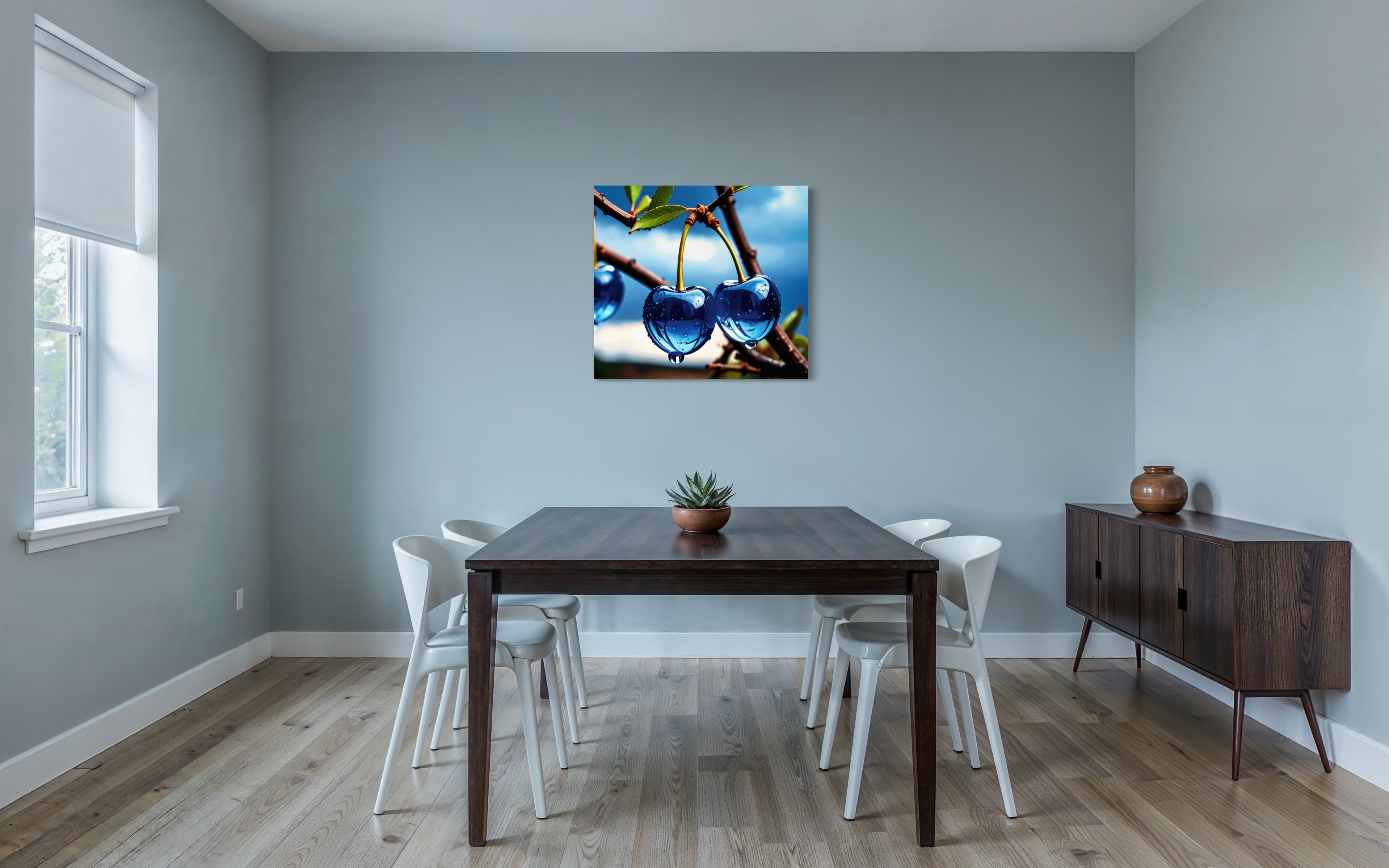 Blue Glass Cherries Museum Print