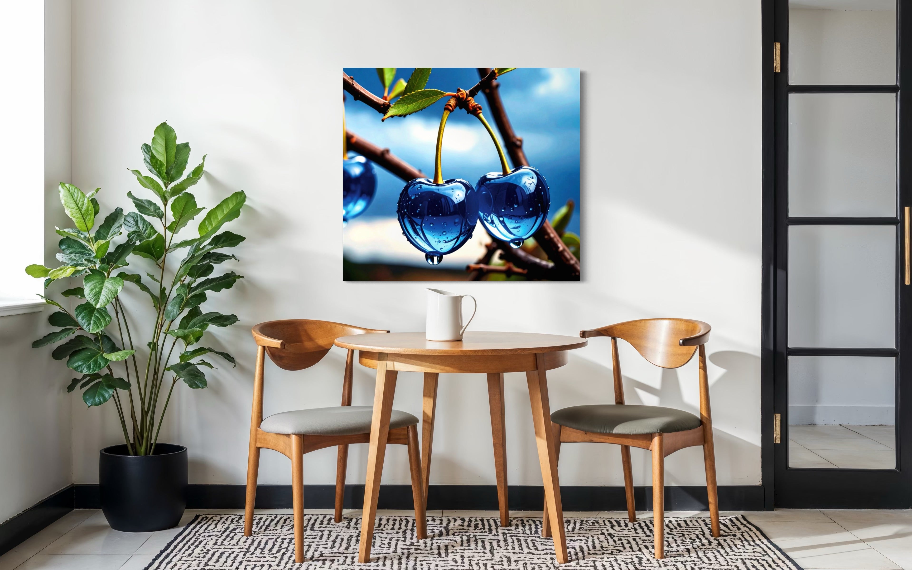 Blue Glass Cherries Museum Print