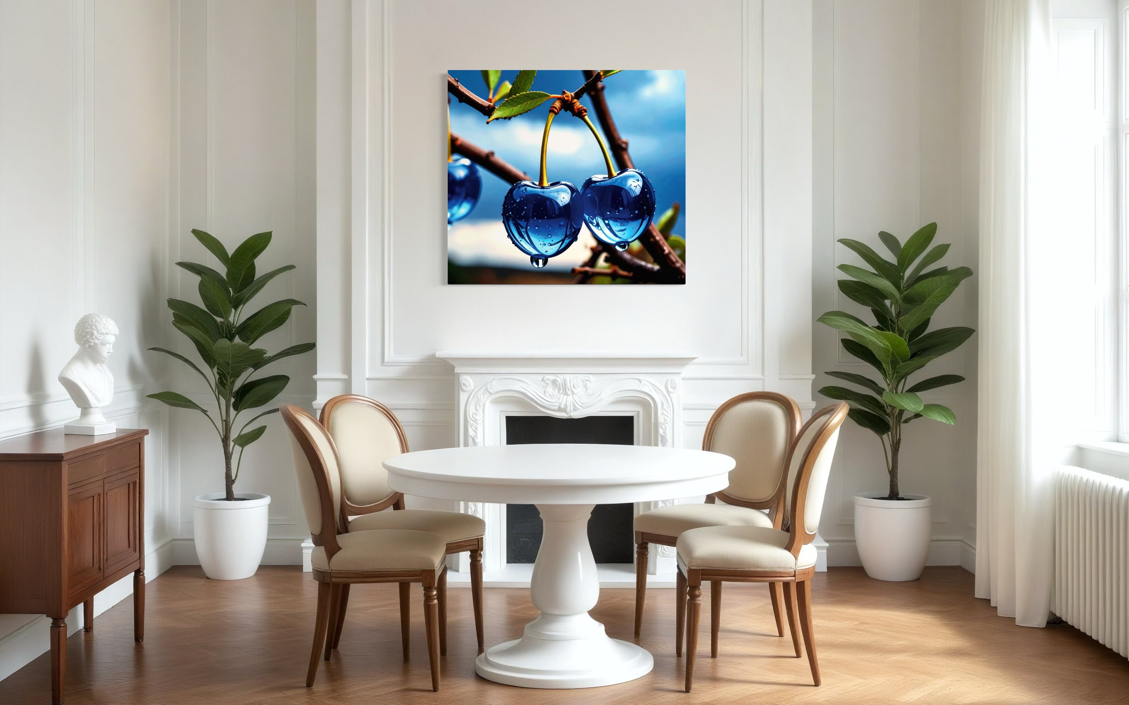 Blue Glass Cherries Museum Print