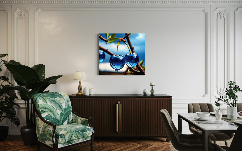 Blue Glass Cherries Museum Print