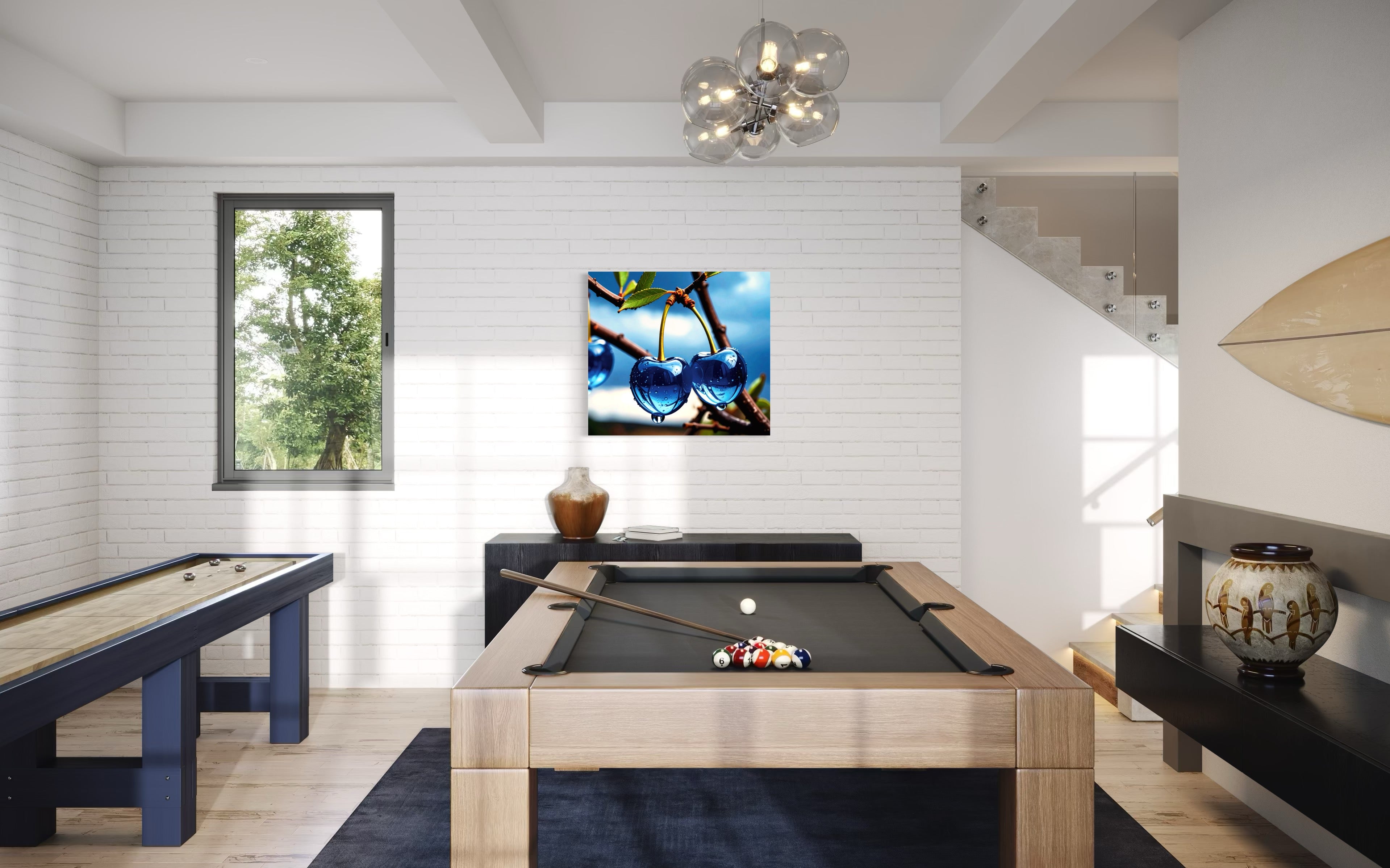 Blue Glass Cherries Museum Print