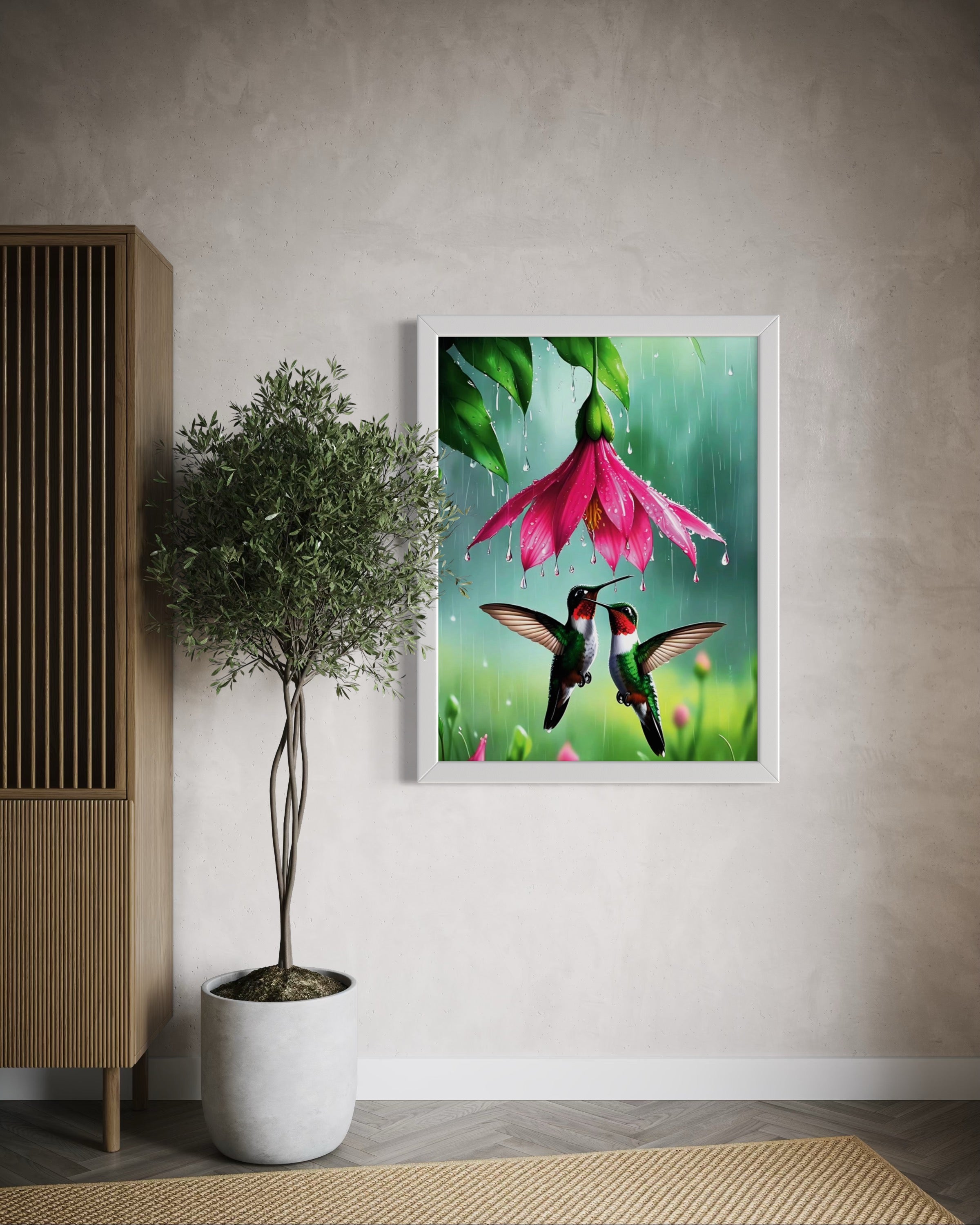 Hummingbirds in the Rain Museum Print