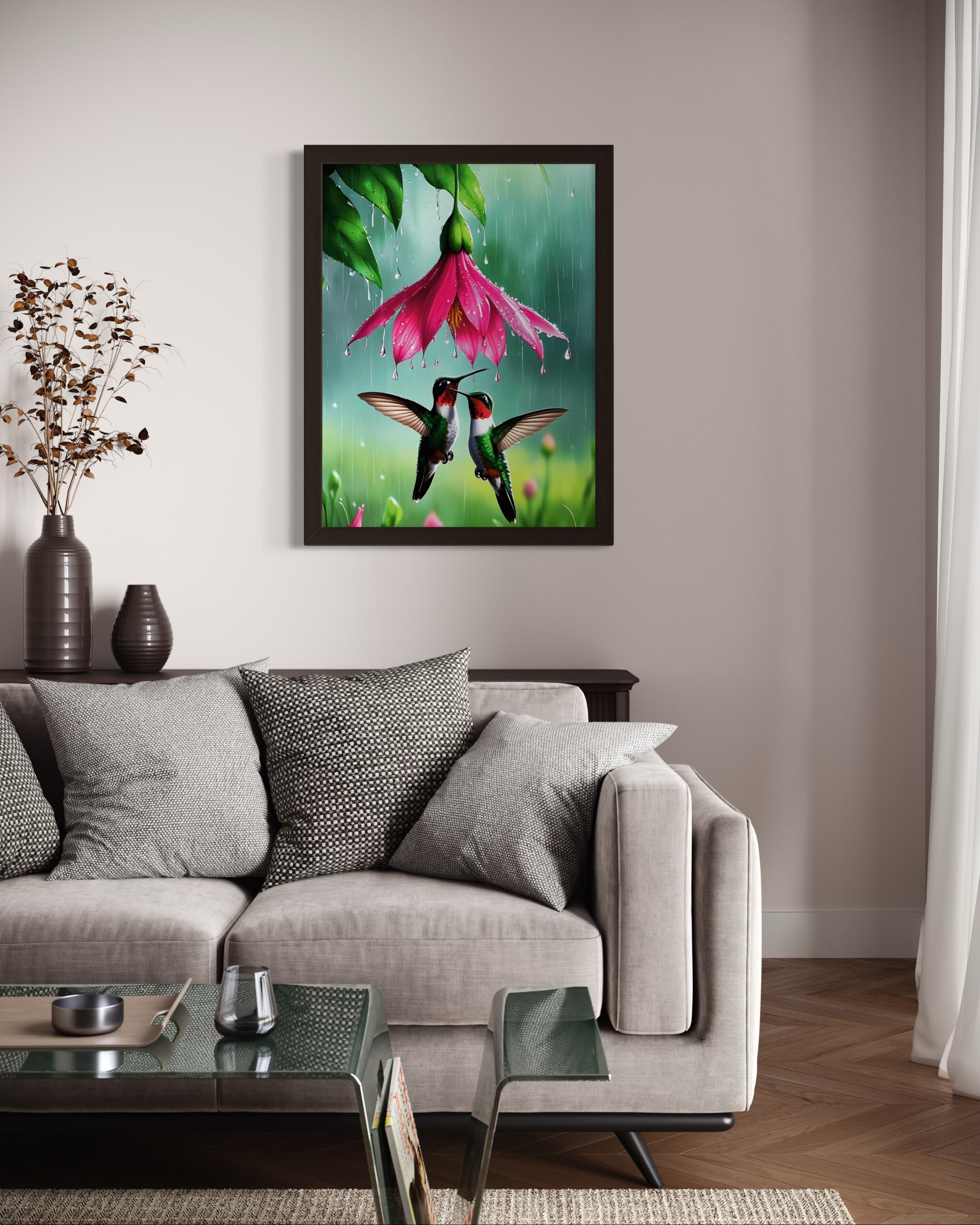 Hummingbirds in the Rain Museum Print