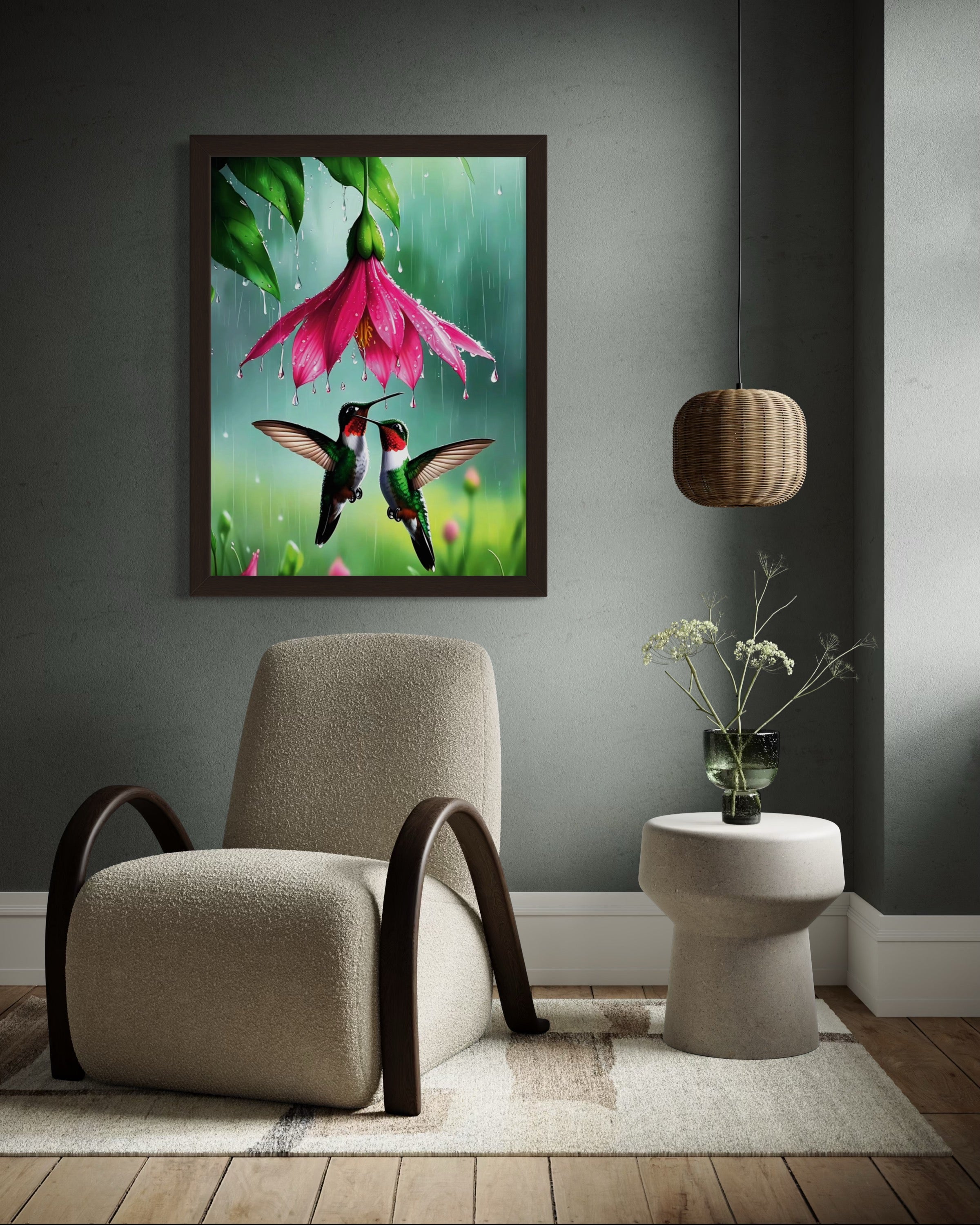 Hummingbirds in the Rain Museum Print