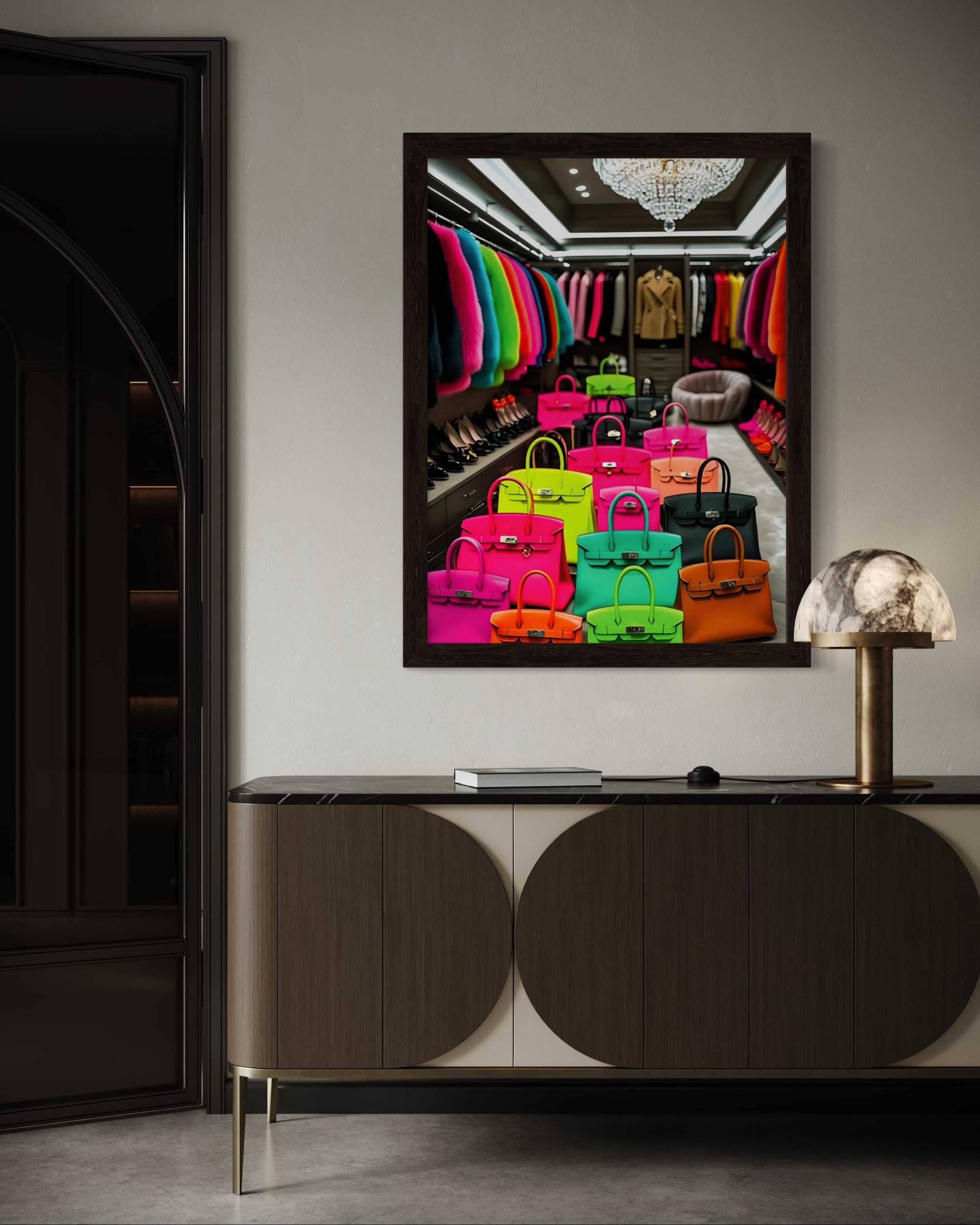 Luxury Closet with Neon Birkins Museum Print