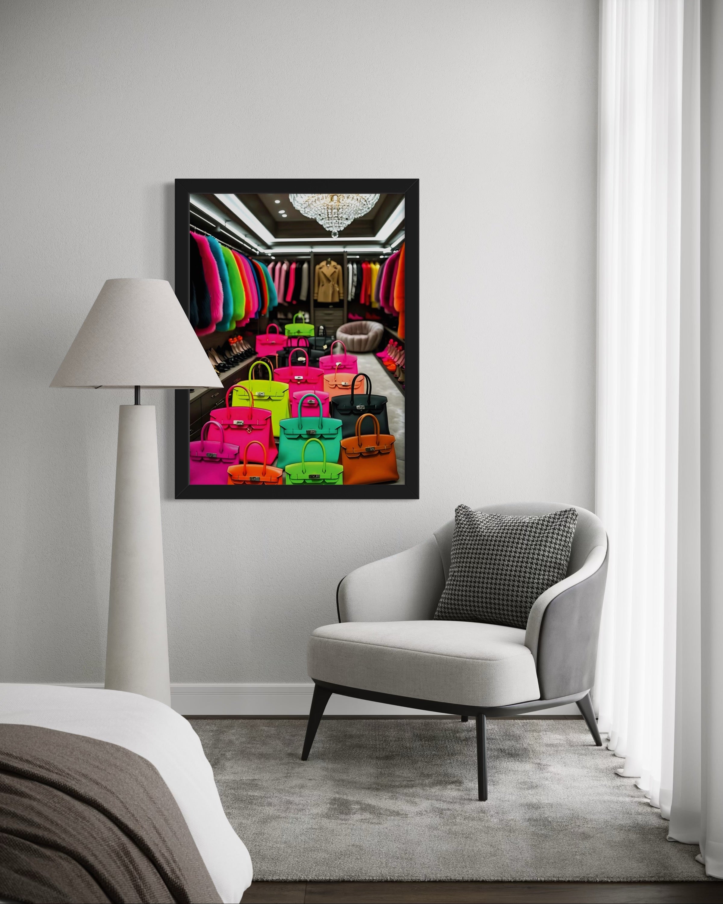 Luxury Closet with Neon Birkins Museum Print