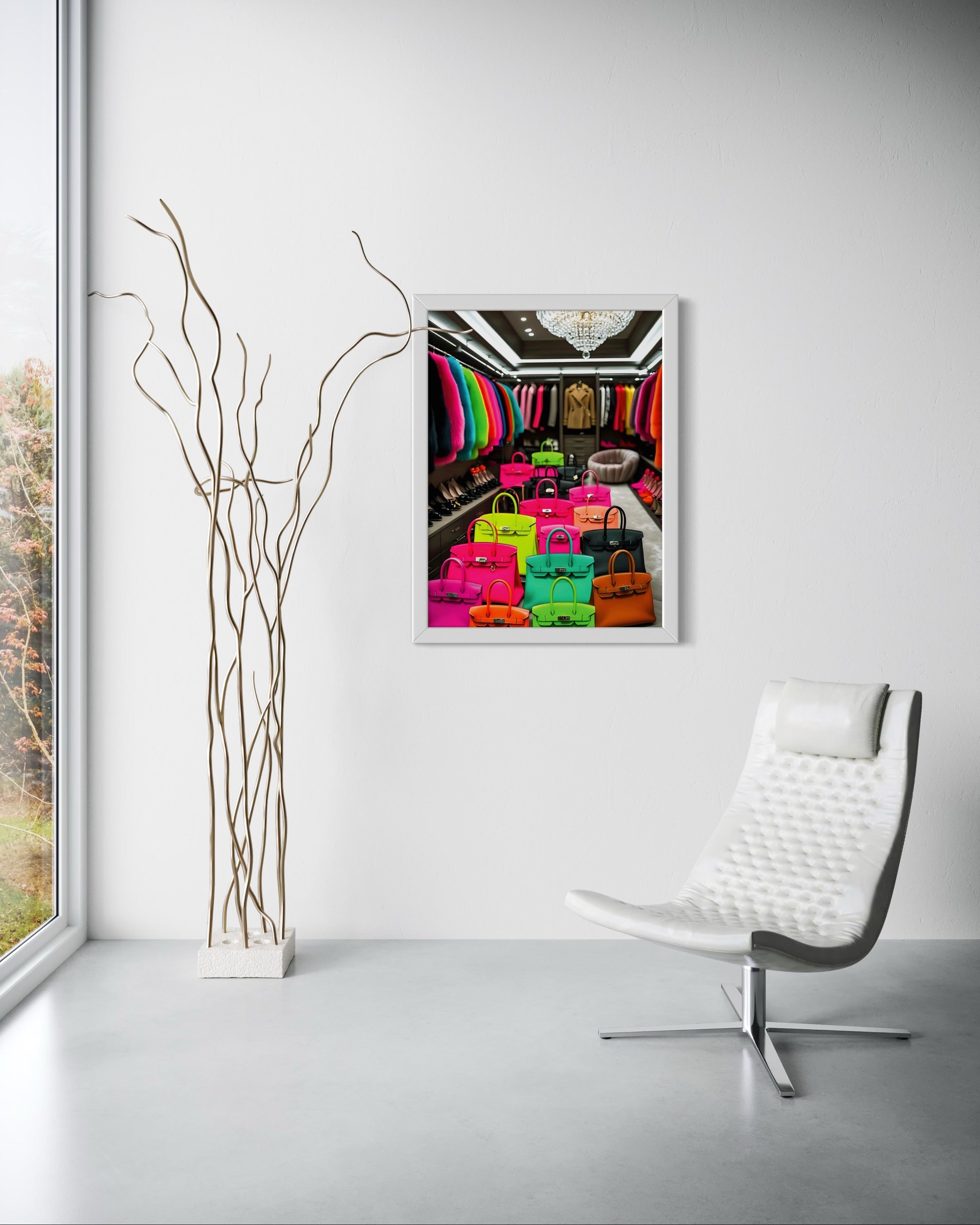 Luxury Closet with Neon Birkins Museum Print