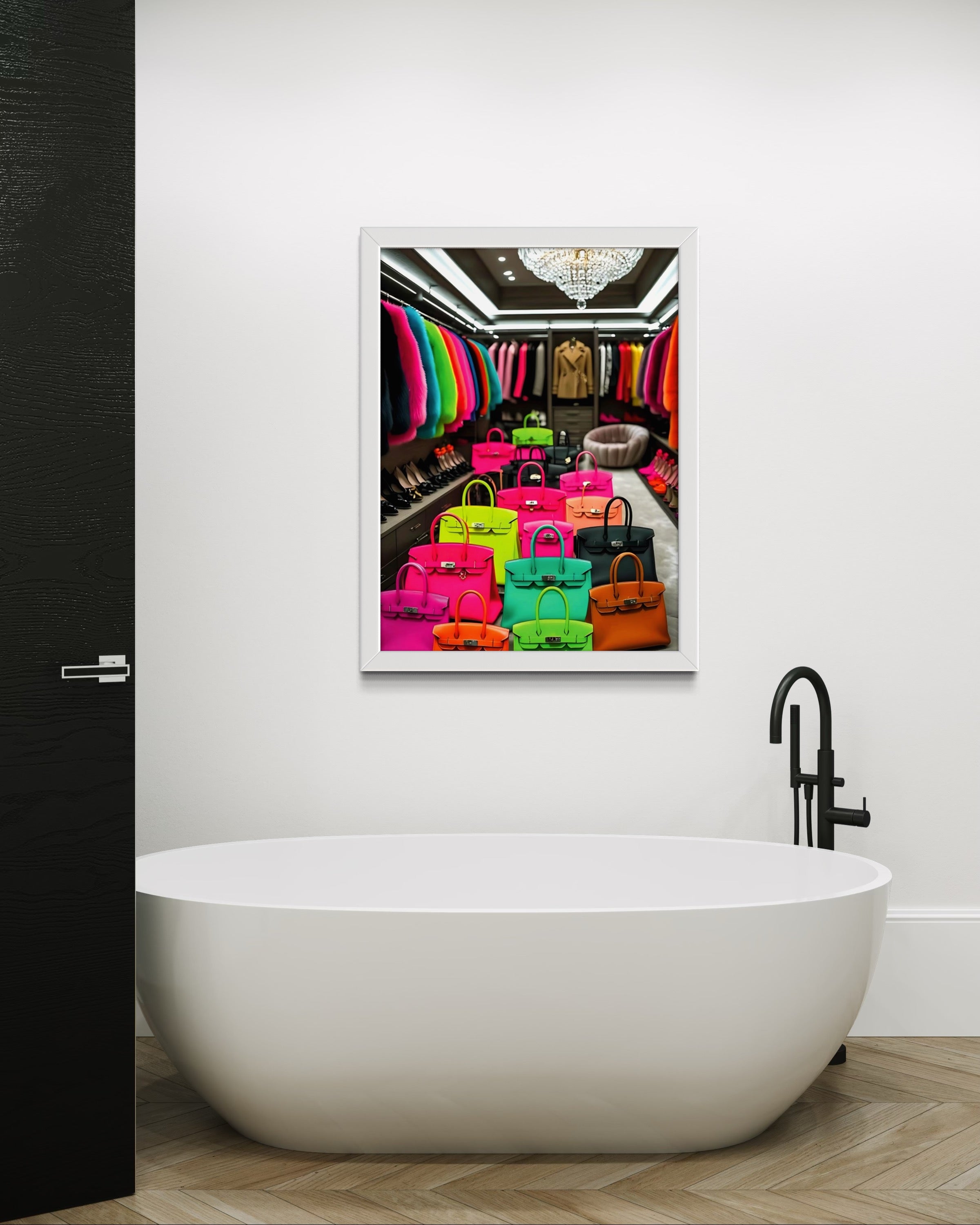 Luxury Closet with Neon Birkins Museum Print