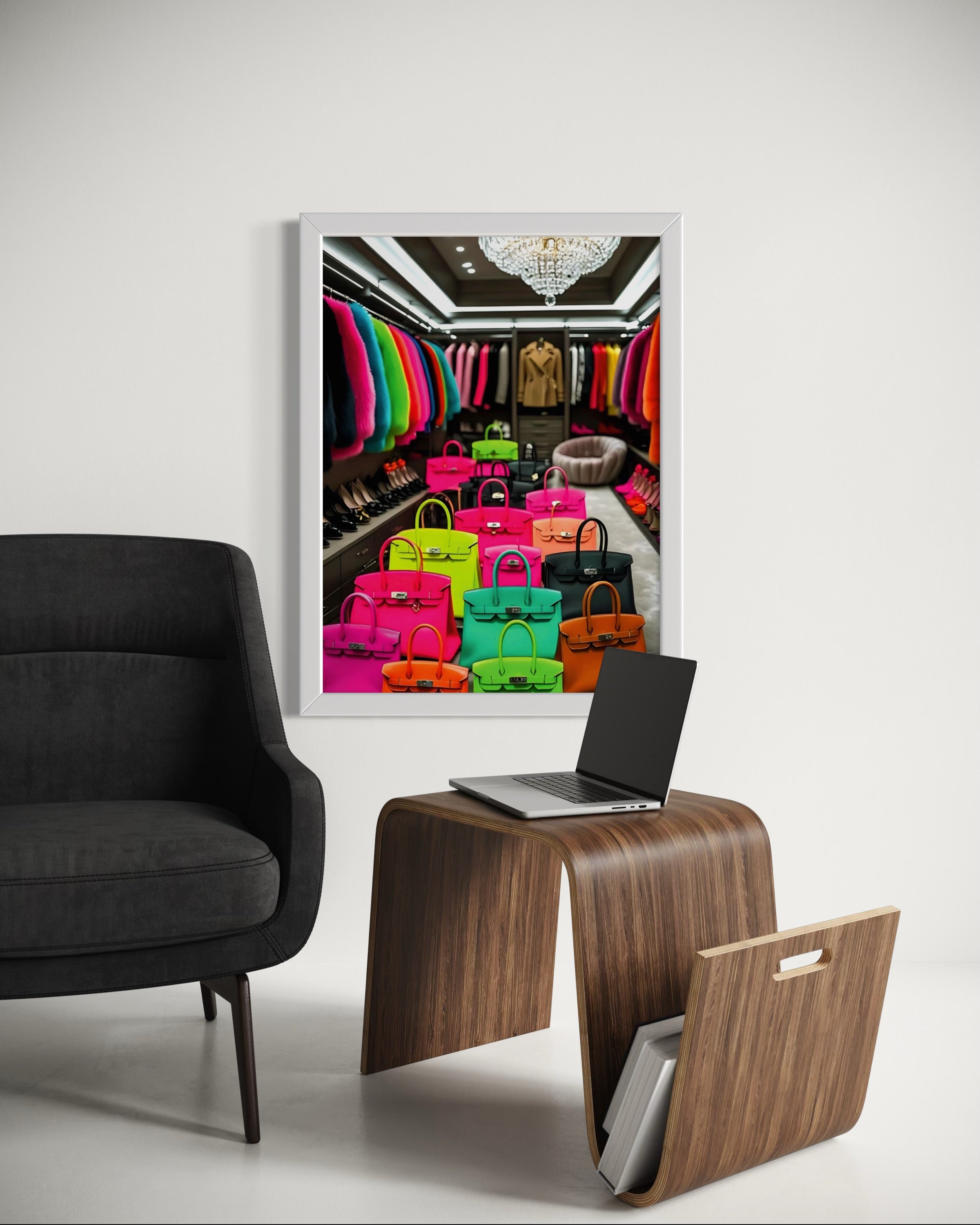 Luxury Closet with Neon Birkins Museum Print