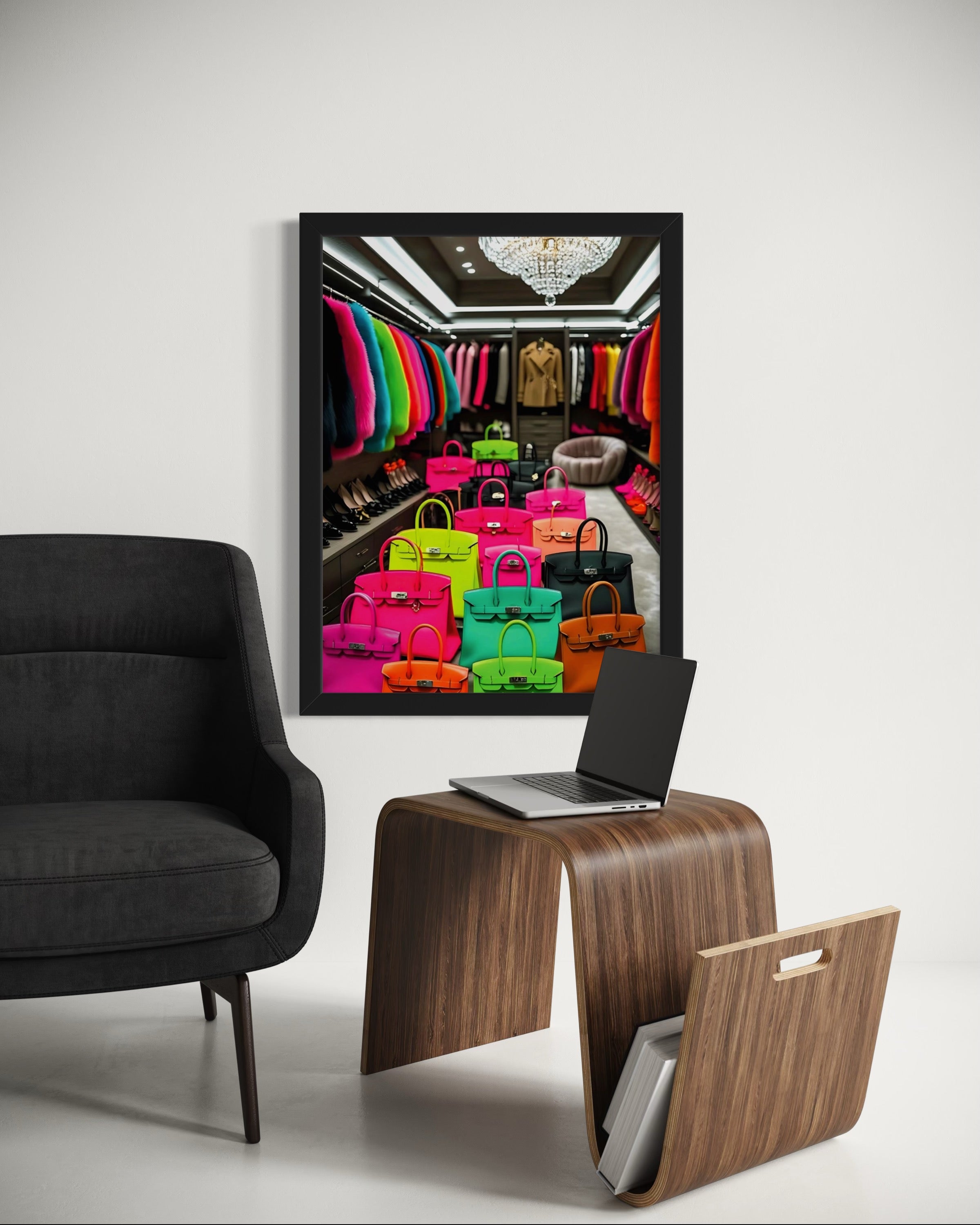 Luxury Closet with Neon Birkins Museum Print