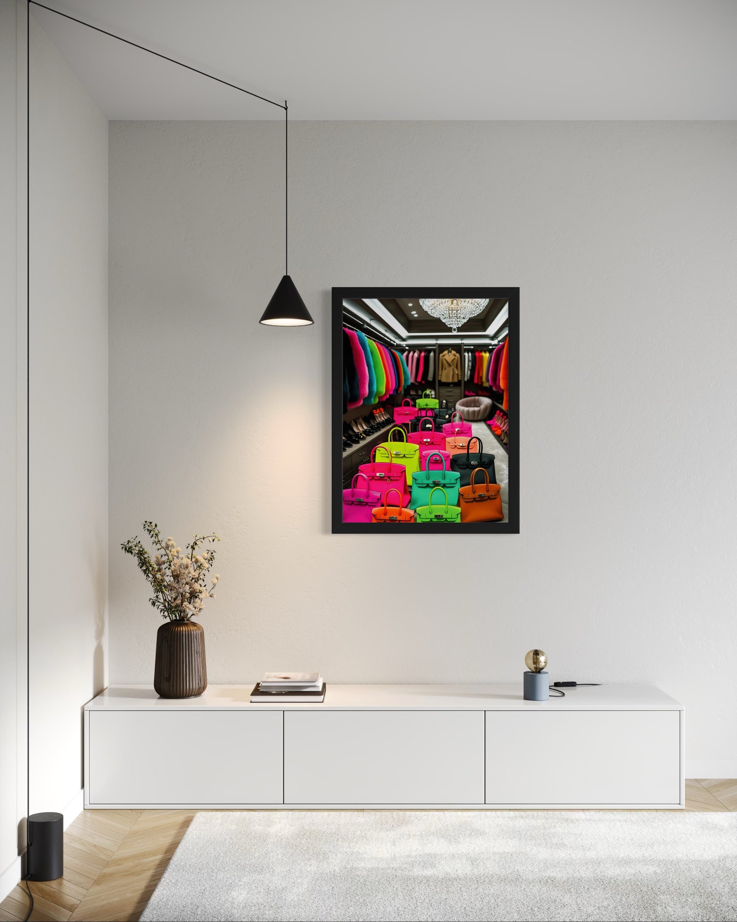 Luxury Closet with Neon Birkins Museum Print
