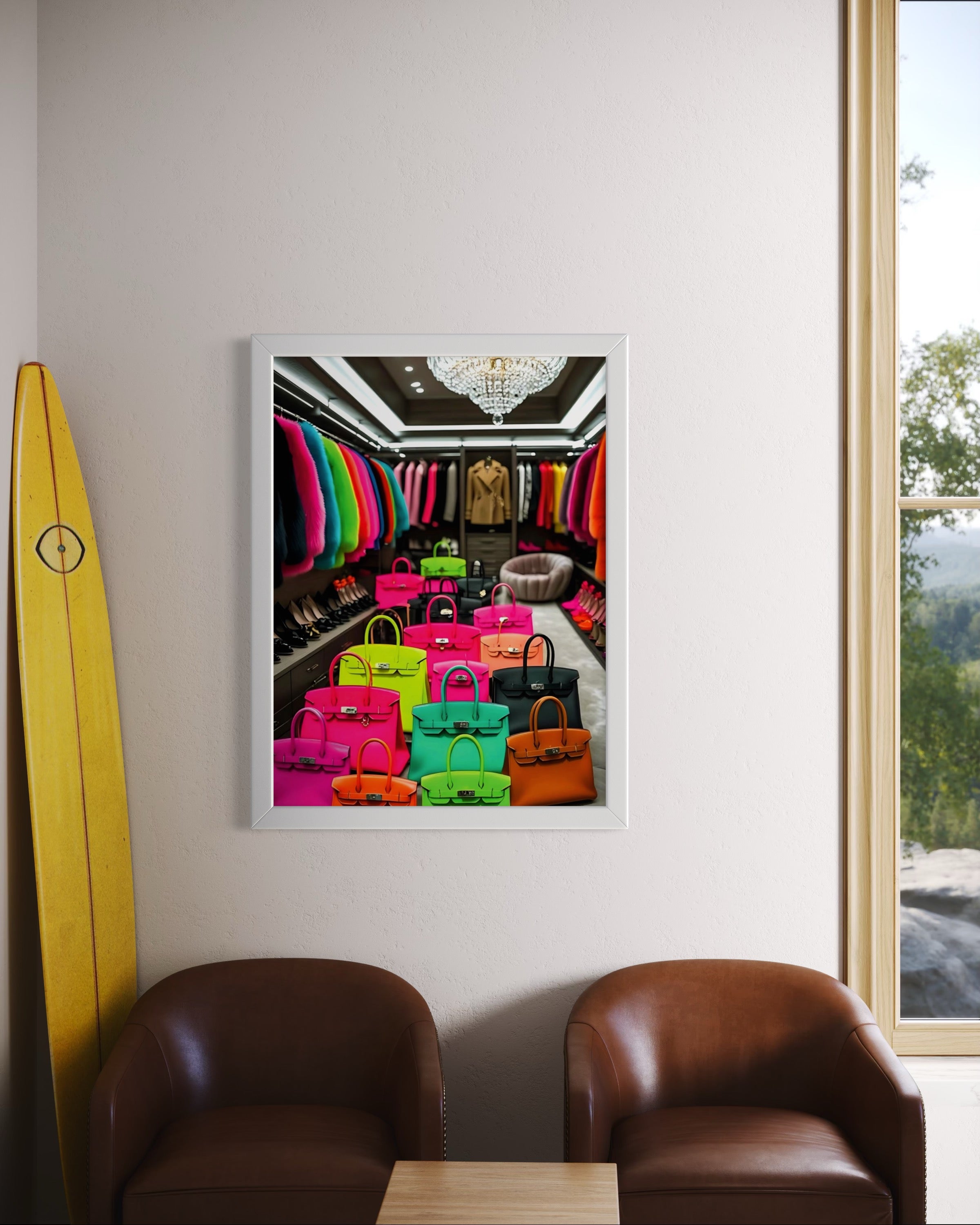 Luxury Closet with Neon Birkins Museum Print