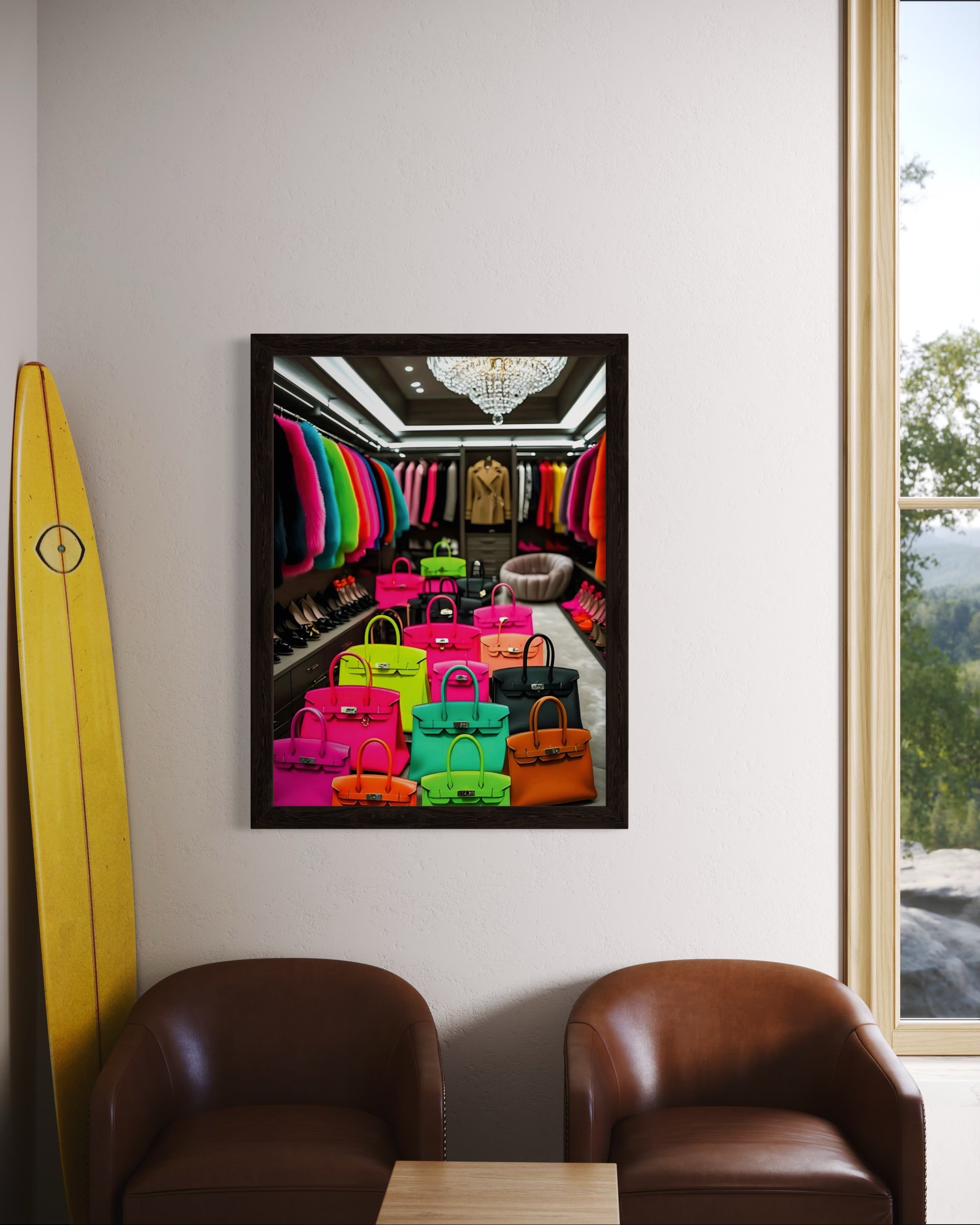 Luxury Closet with Neon Birkins Museum Print