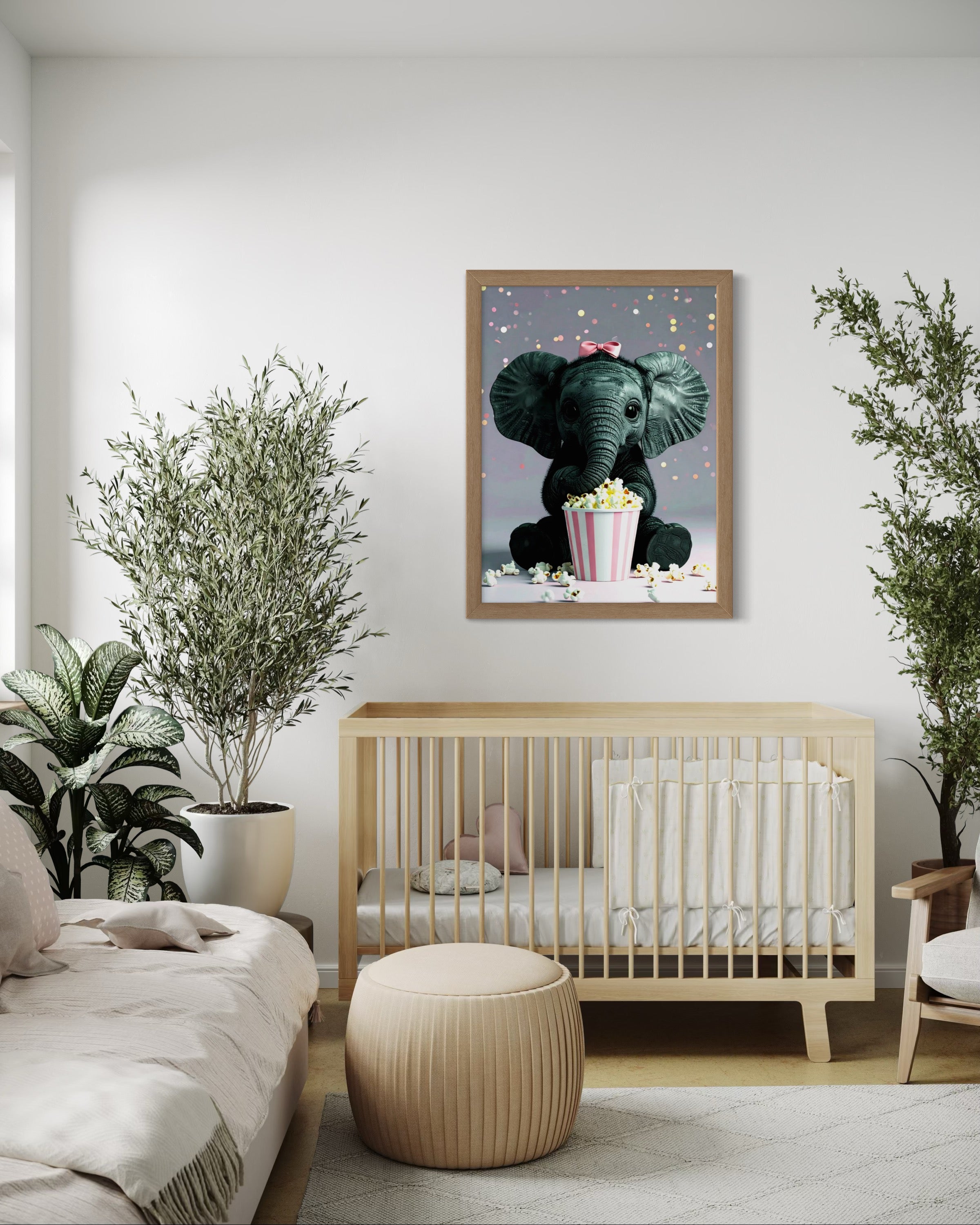 Baby Elephant eating Popcorn Museum Print