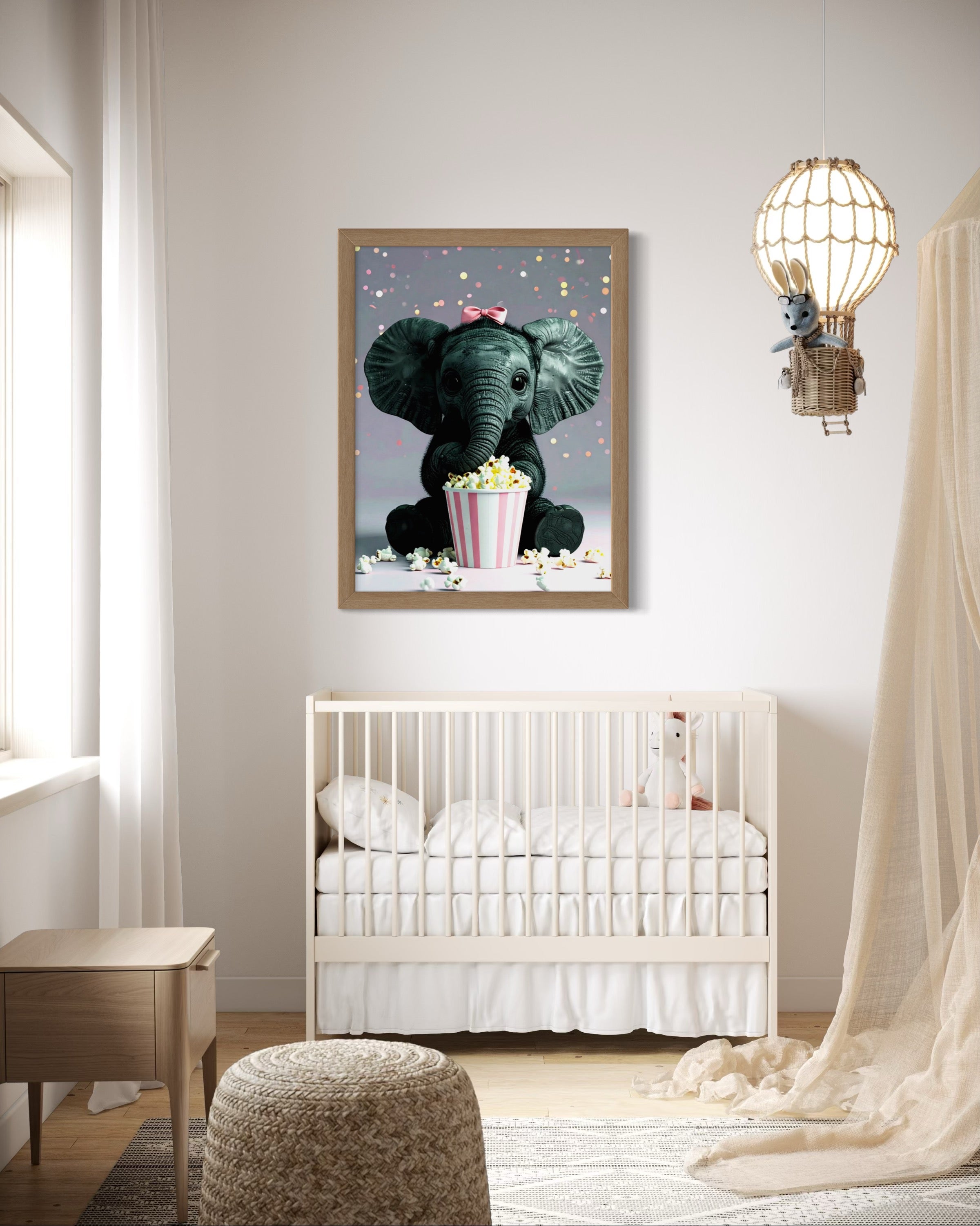 Baby Elephant eating Popcorn Museum Print