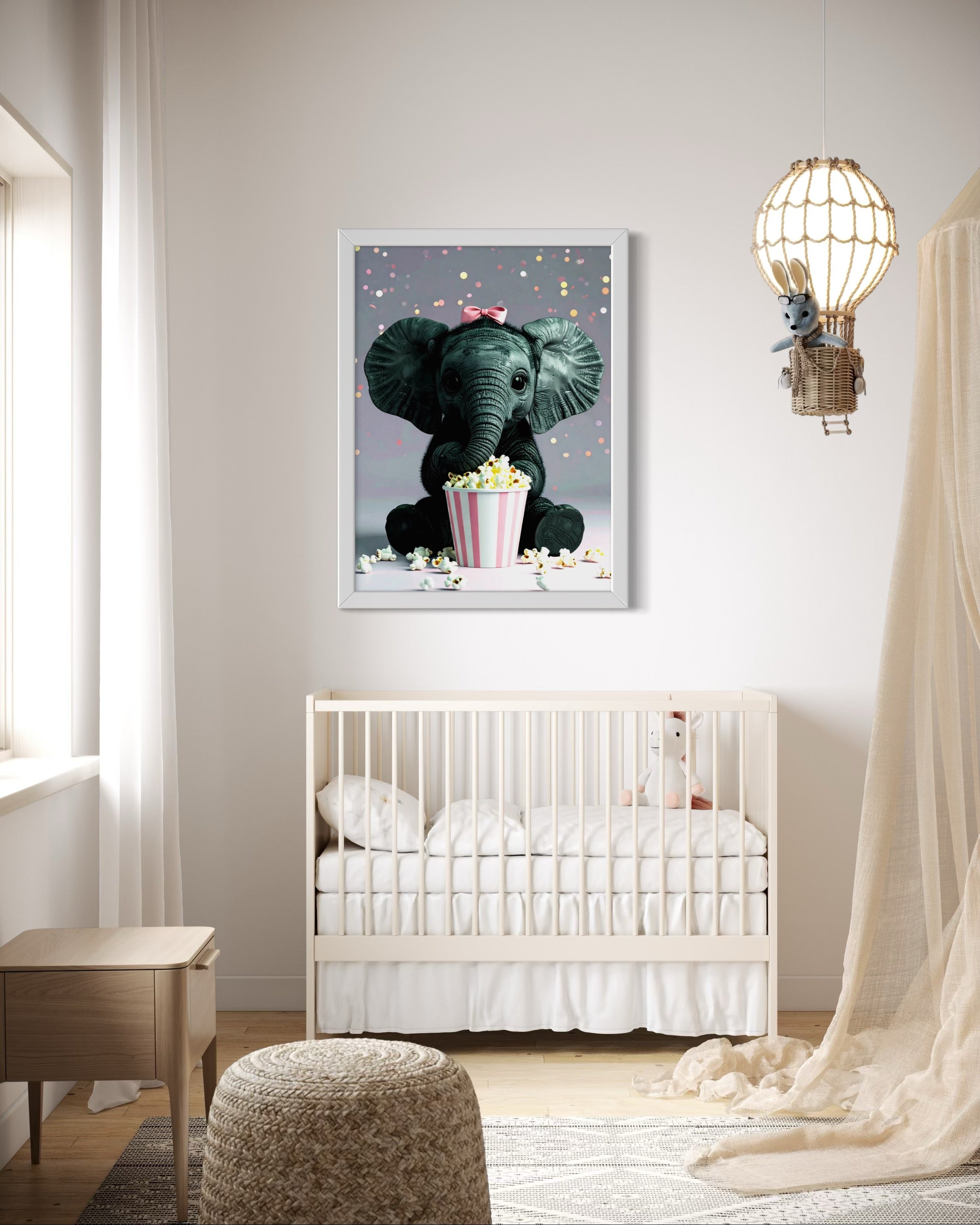 Baby Elephant eating Popcorn Museum Print