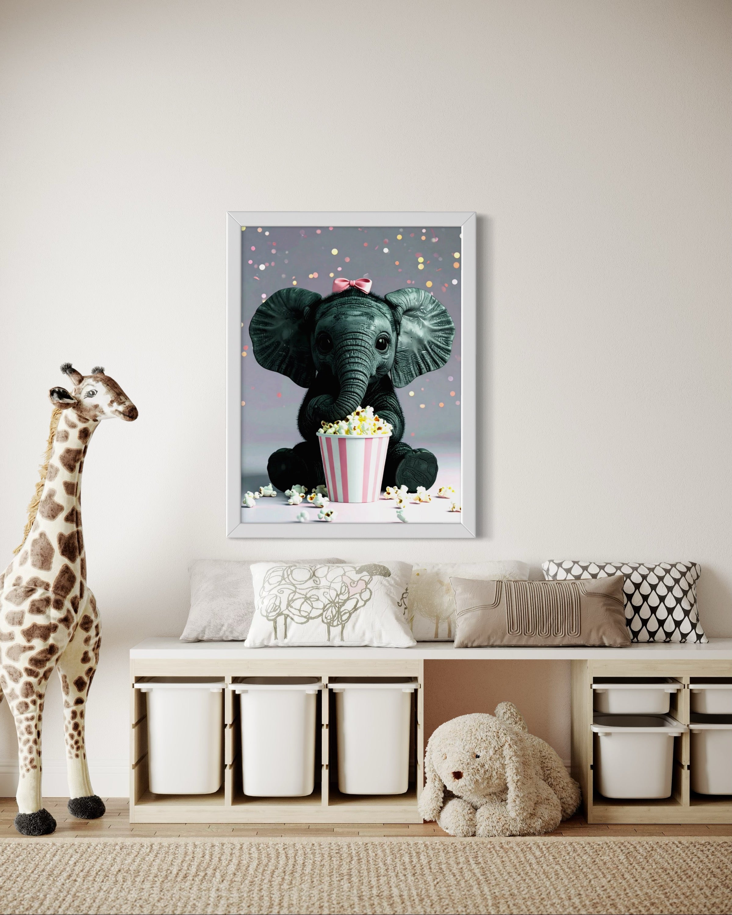 Baby Elephant eating Popcorn Museum Print