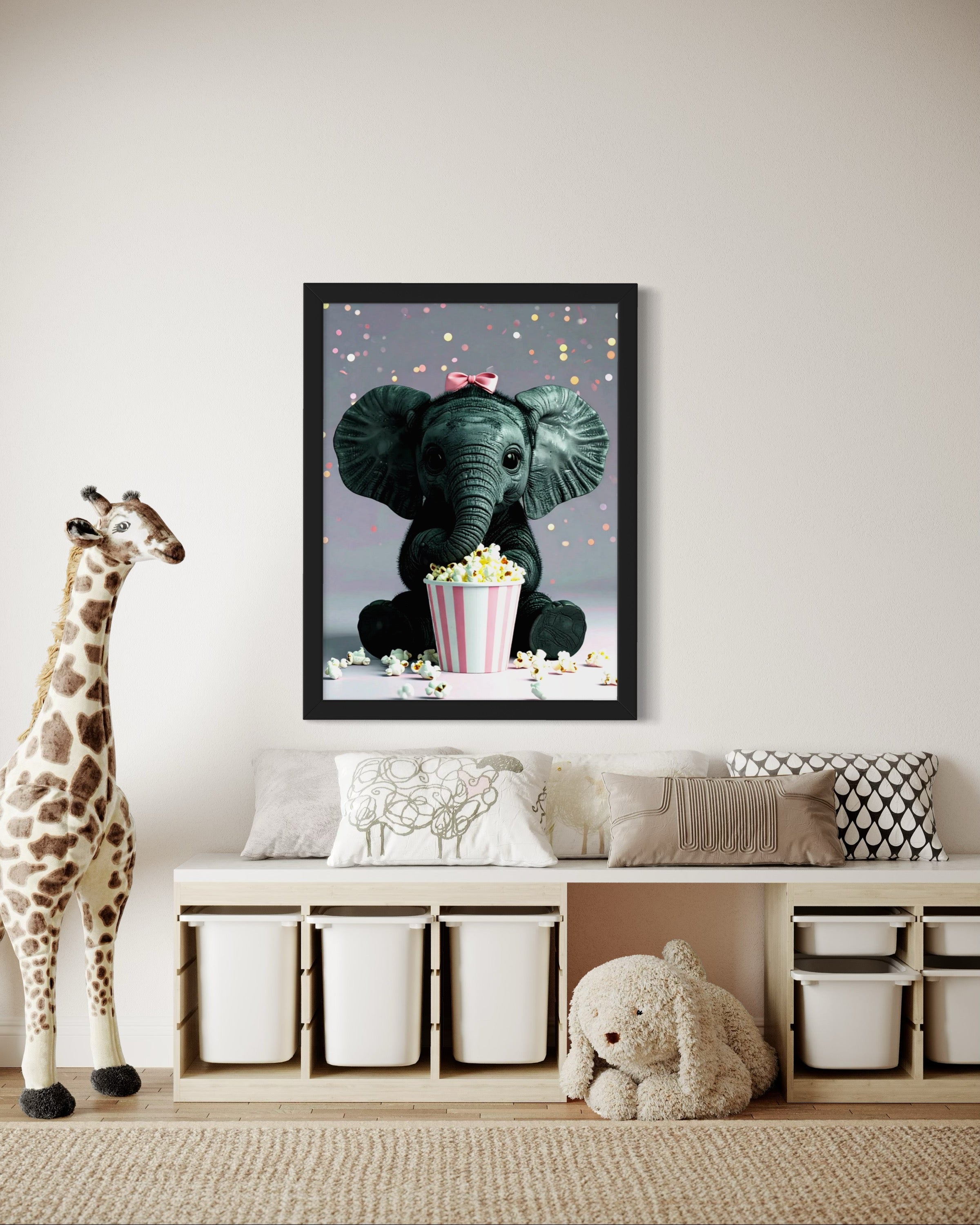 Baby Elephant eating Popcorn Museum Print