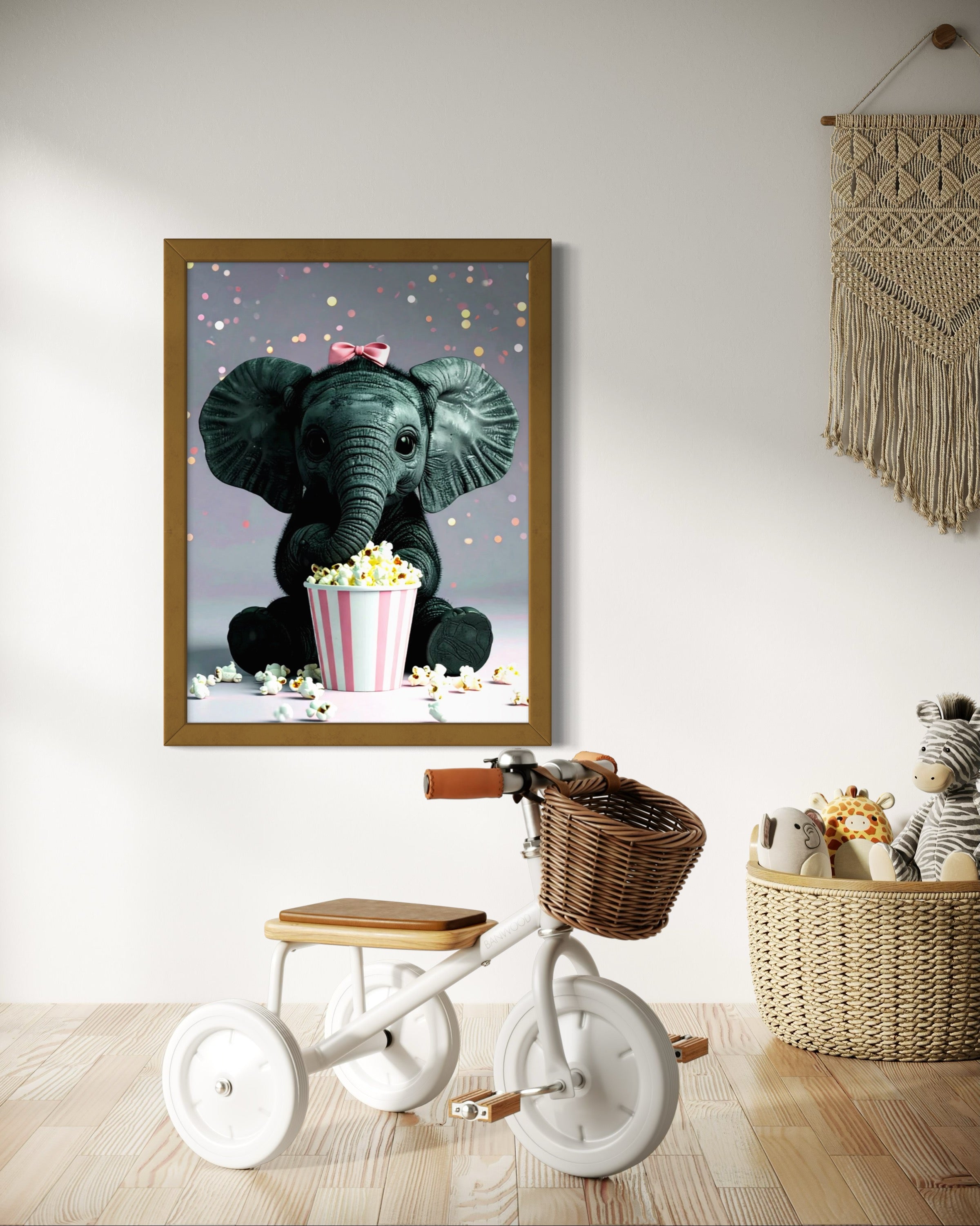 Baby Elephant eating Popcorn Museum Print