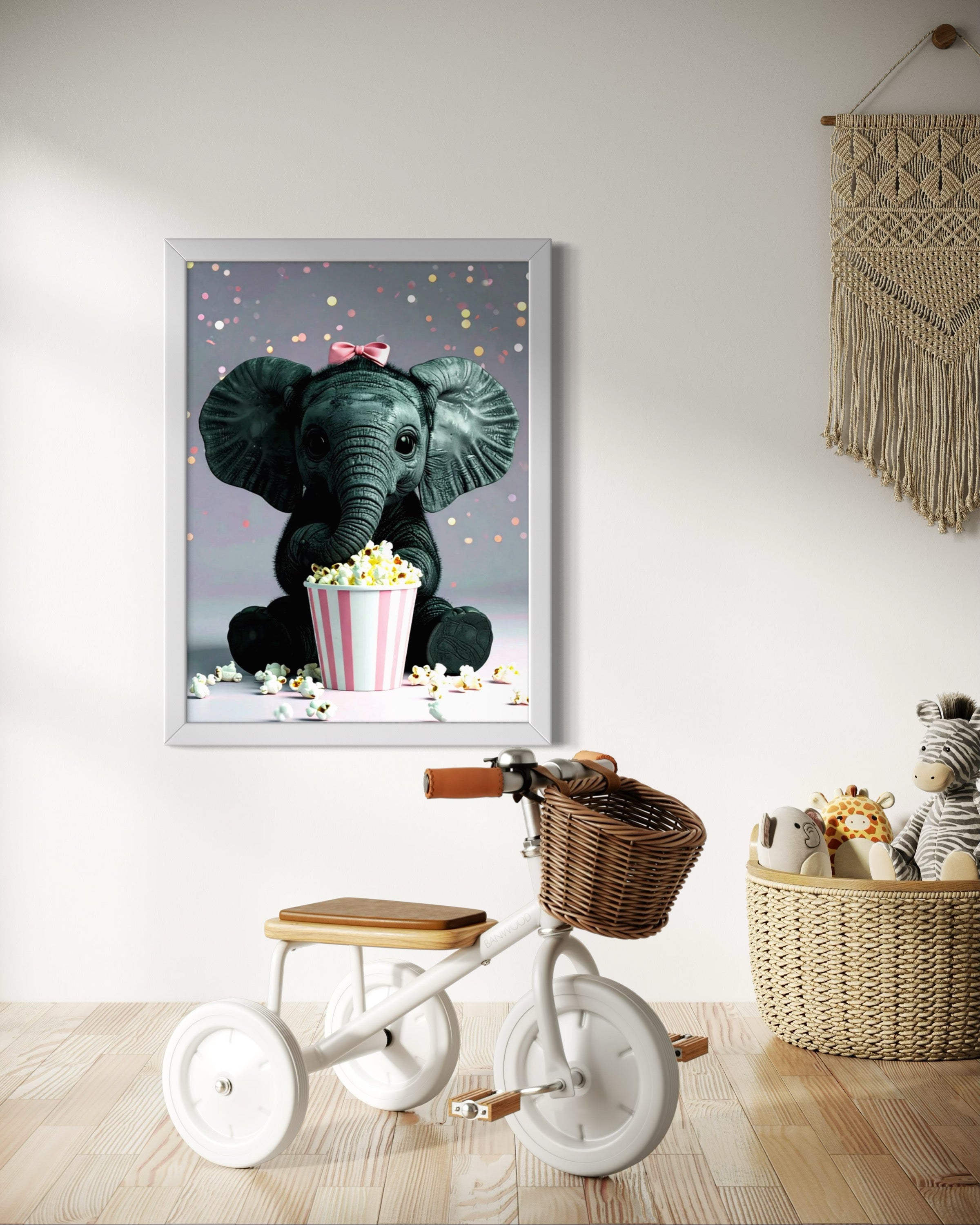 Baby Elephant eating Popcorn Museum Print