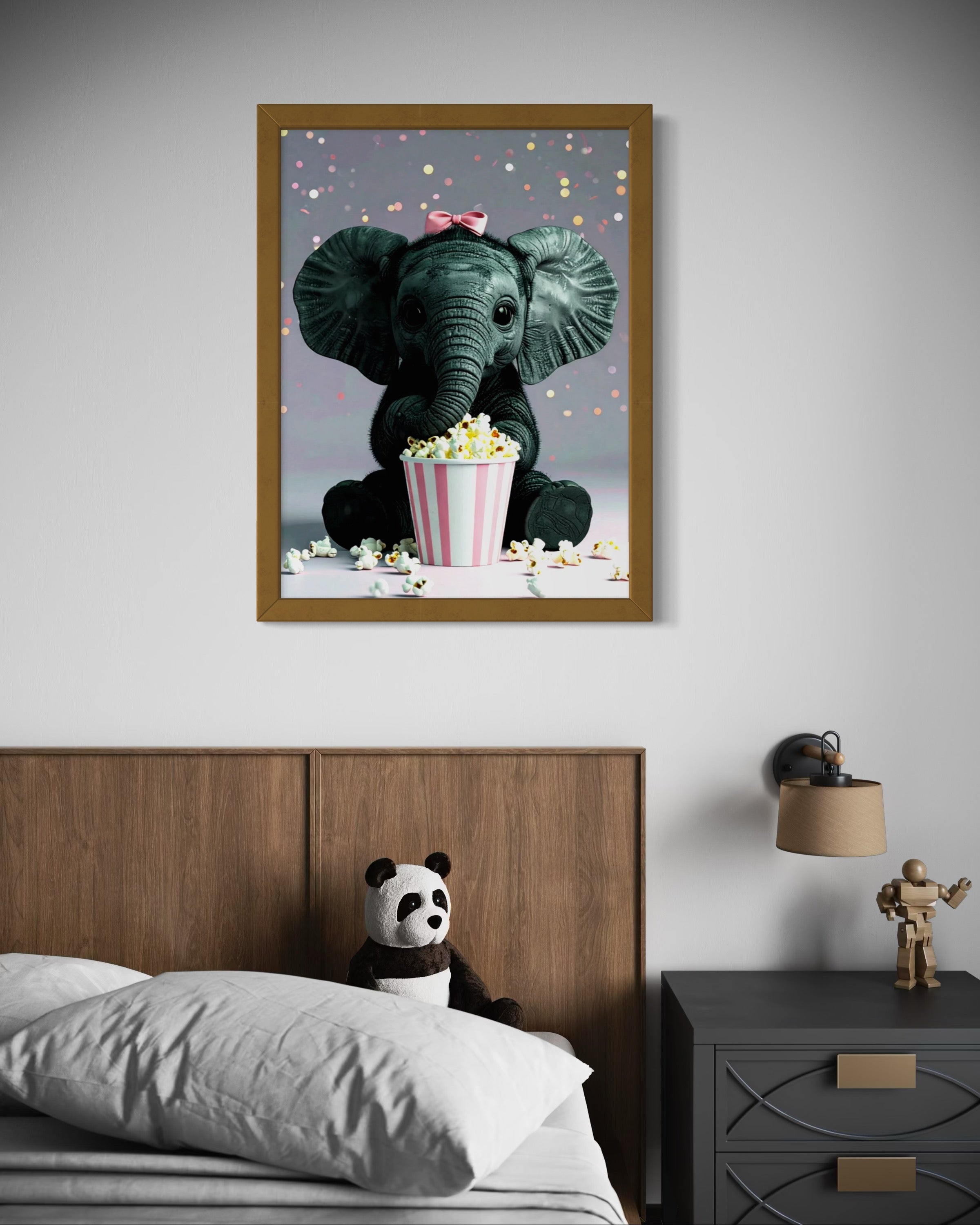 Baby Elephant eating Popcorn Museum Print