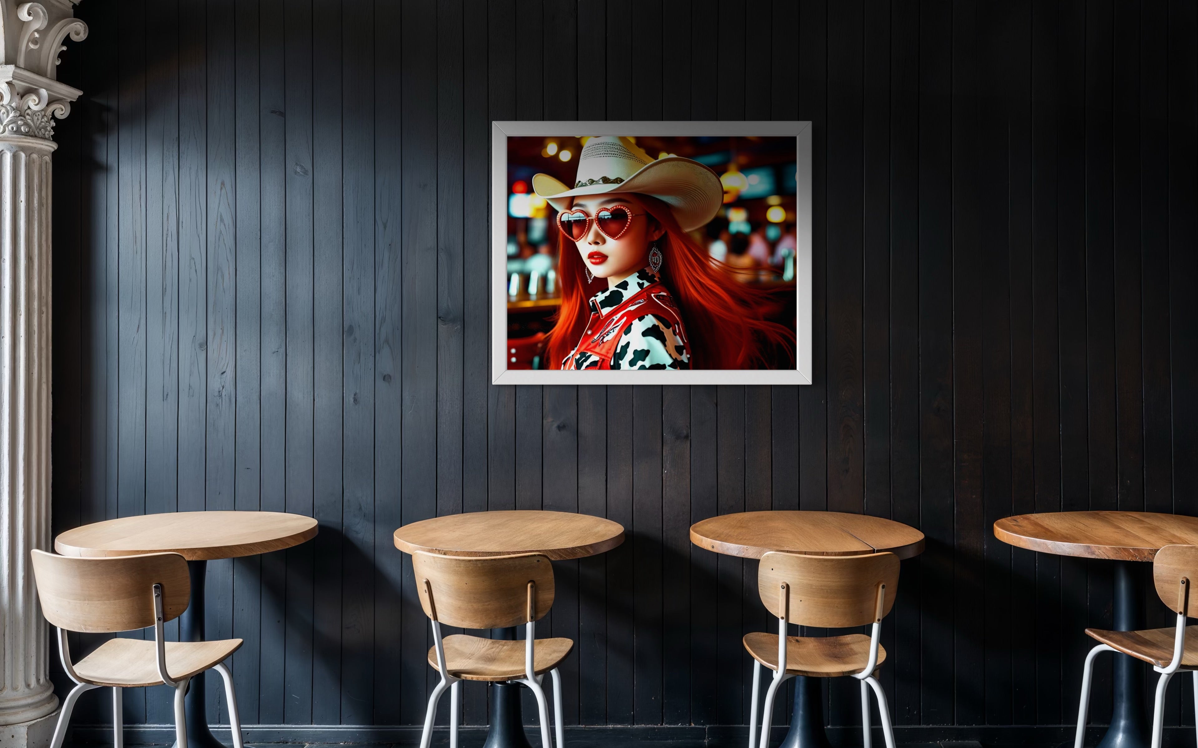Red Vest Heart Eyes Cowgirl Museum Print