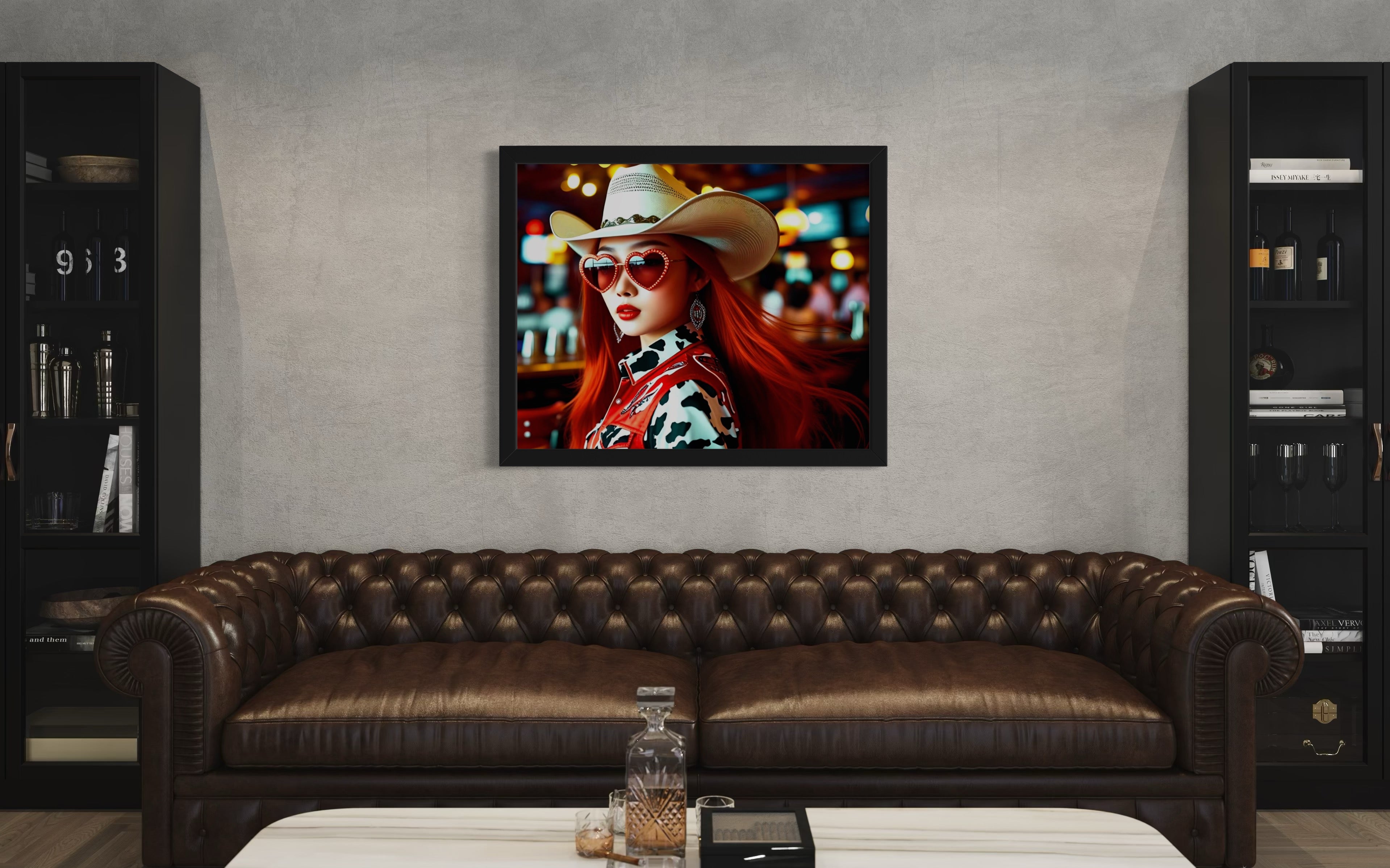 Red Vest Heart Eyes Cowgirl Museum Print