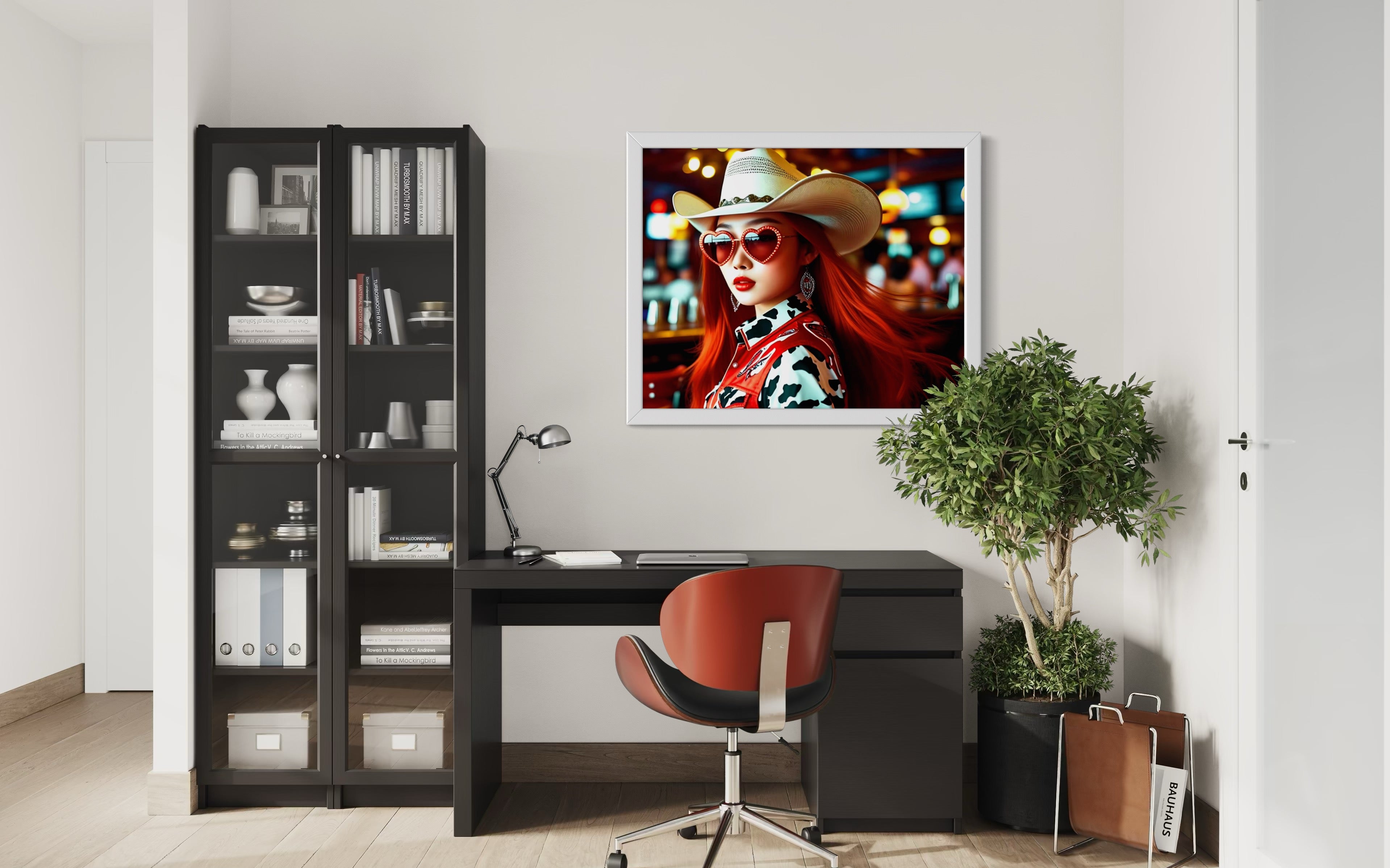 Red Vest Heart Eyes Cowgirl Museum Print