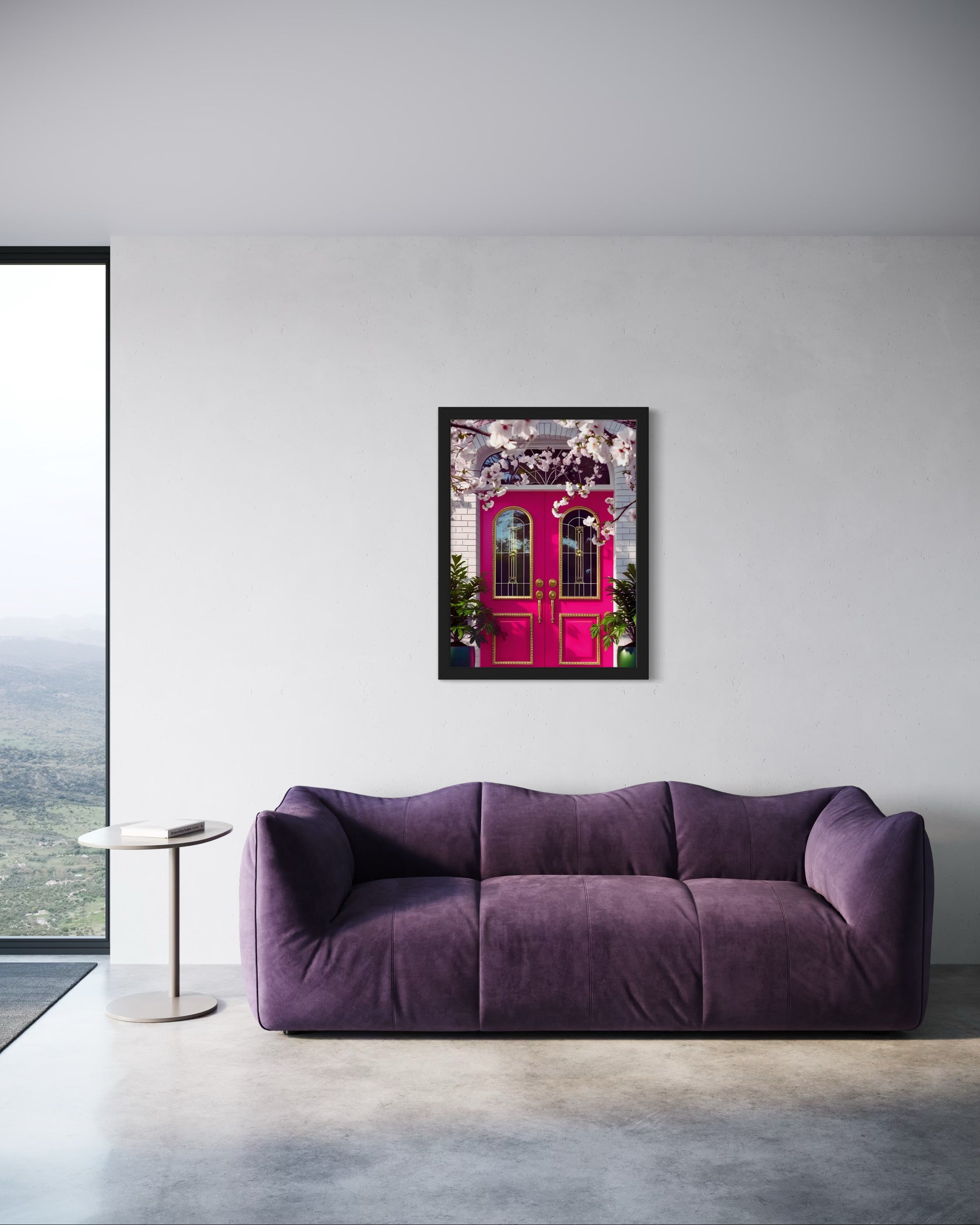 Hot Pink doors and Cherry Blossom Trees Museum Print