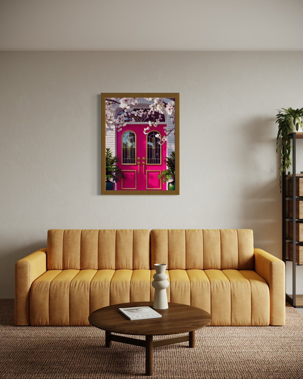 Hot Pink doors and Cherry Blossom Trees Museum Print
